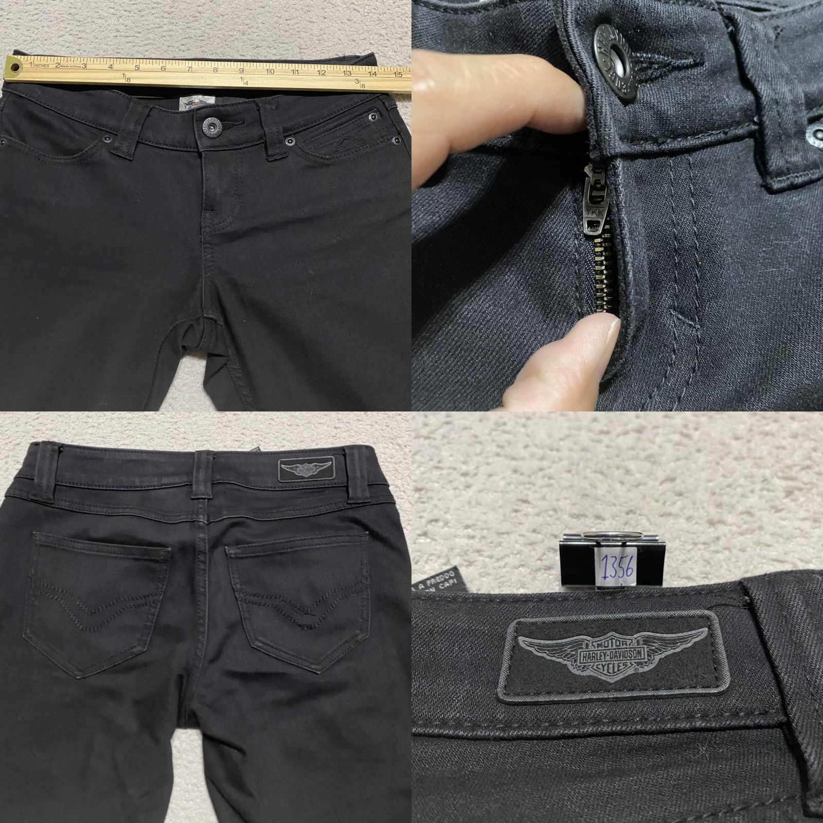 Harley Davidson Harley-Davidson Jeans Womens 4 Black Denim Skinny Dark Wash Low Rise Stretch Jeans Women Slim 5-Pocket Design Size 27" / US 4 / IT 40 - 8 Thumbnail