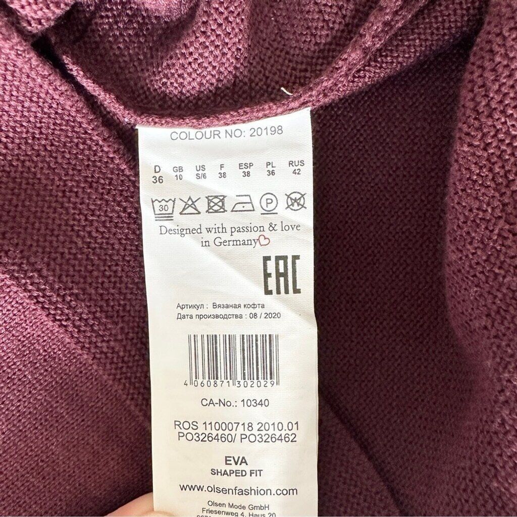 Other Olsen Long Sleeve Mock Neck Full Zip Ribbed Sweater Maroon Size S / US 4 / IT 40 - 11 Thumbnail