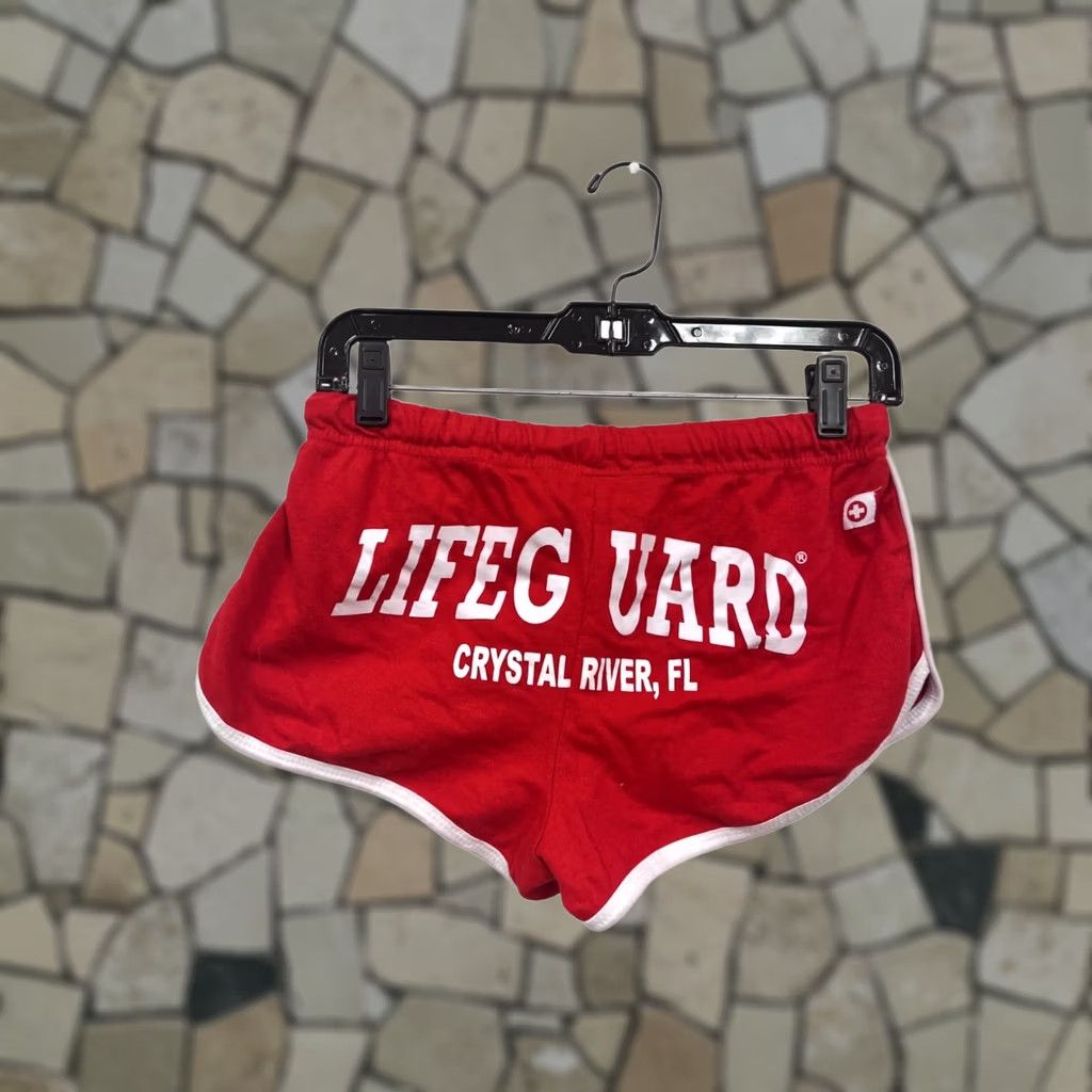 Vintage Lifeguard Womens Athletic Shorts Red M with White Trim (Medium) Size 32" / US 10 / IT 46 - 1 Thumbnail