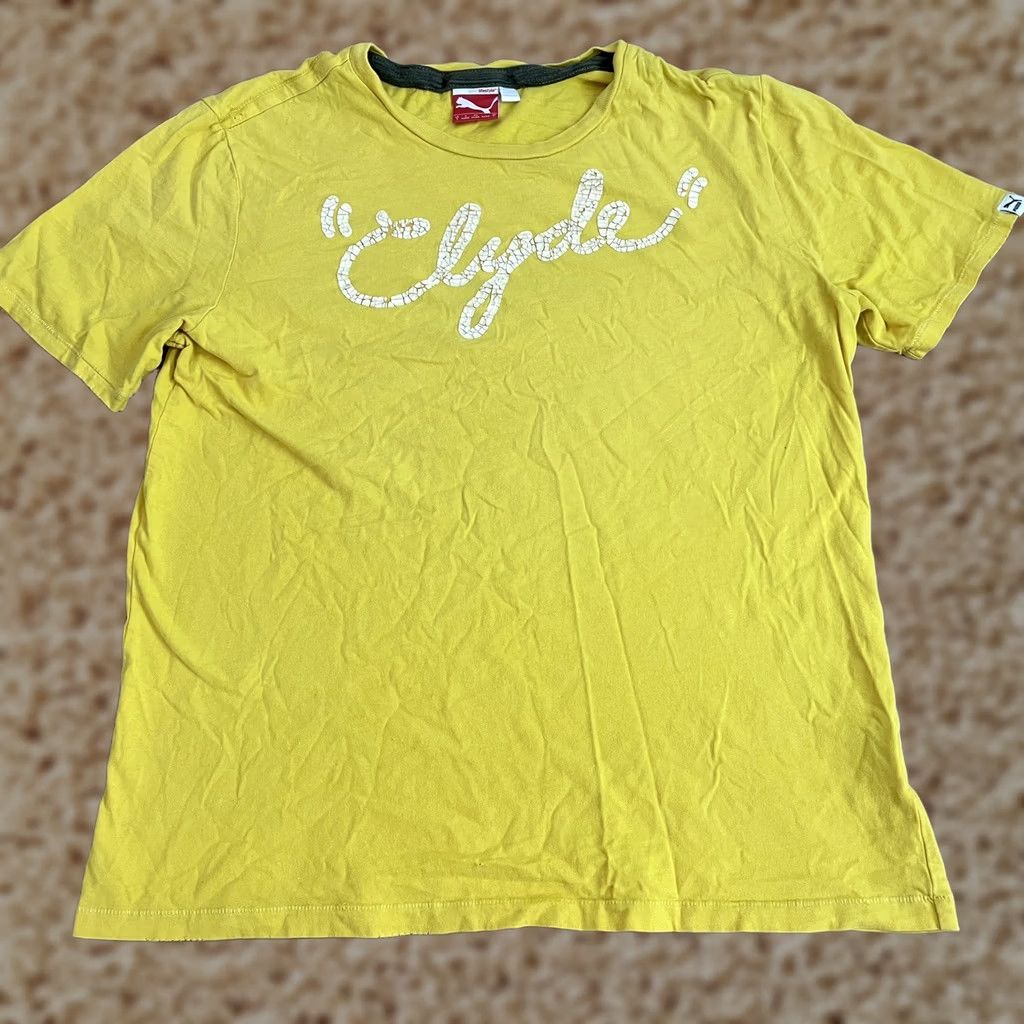 Puma Puma Shirt Adult Small Yellow Spell Out Logo Clyde Spell Out Script Mens Fitness Size US S / EU 44-46 / 1 - 1 Thumbnail