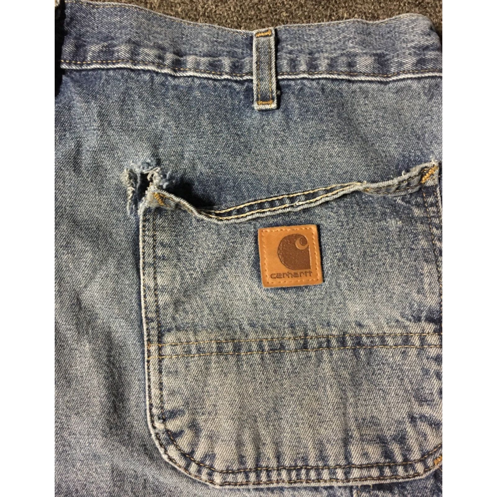 Carhartt VINTAGE Carhartt Jeans 36/32 Faded Distress 90s Work Biker Grunge Skate WIP B13 USA Size US 36 / EU 52 - 3 Thumbnail