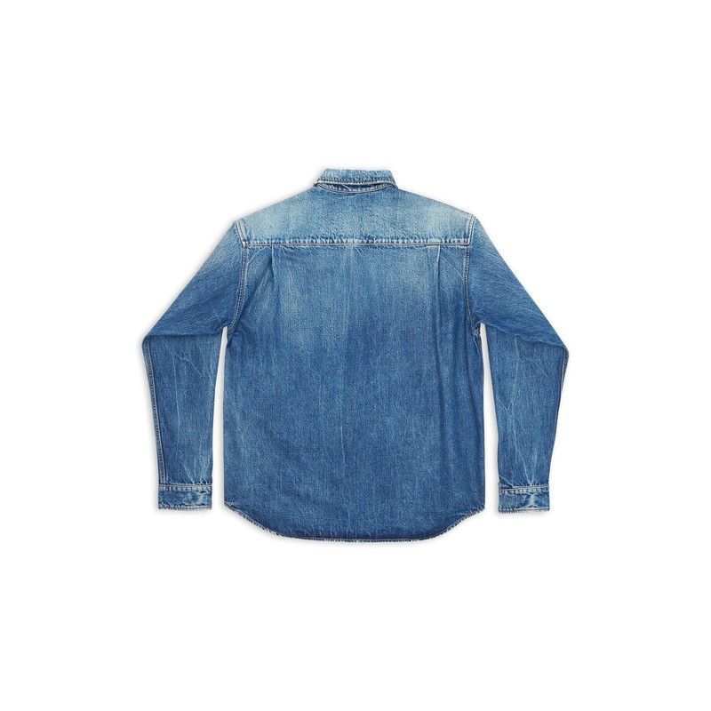 Balenciaga o1w1db11125 BB Shirt Large Fit in Blue Size US M / EU 48-50 / 2 - 2 Thumbnail