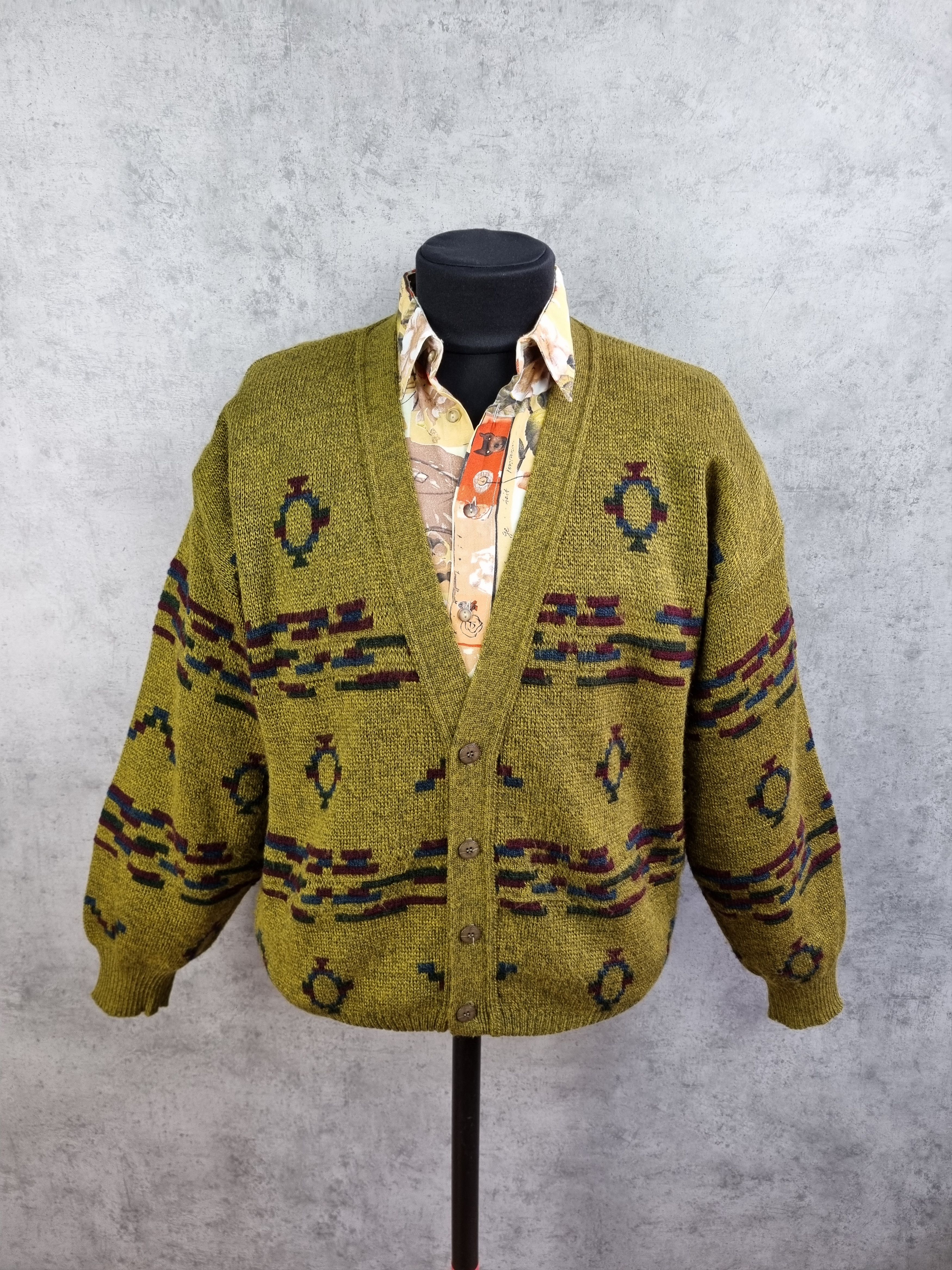 Vintage 90s Italian Navajo Relaxed Fit Vintage Cardigan Size US XL / EU 56 / 4 - 4 Thumbnail