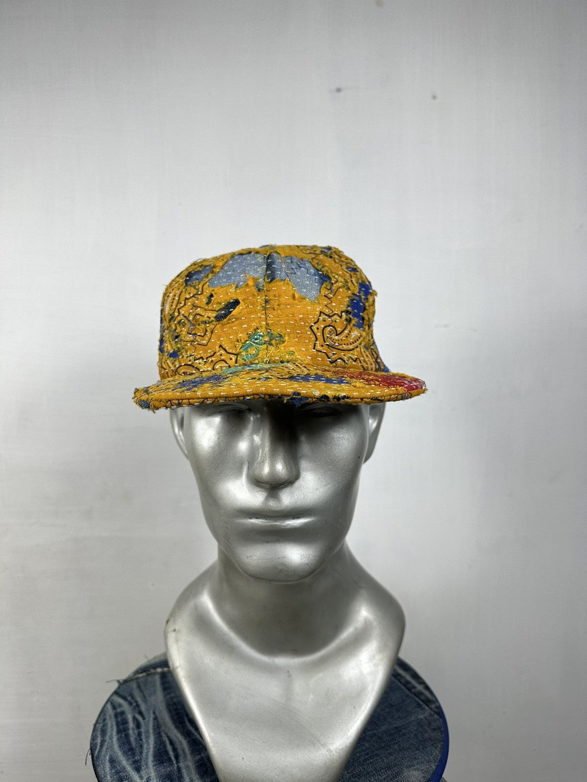 Art Comes First × Handmade Custom Made Distressed Paisley Patchwork Boro Trucker hats Size ONE SIZE - 2 Thumbnail