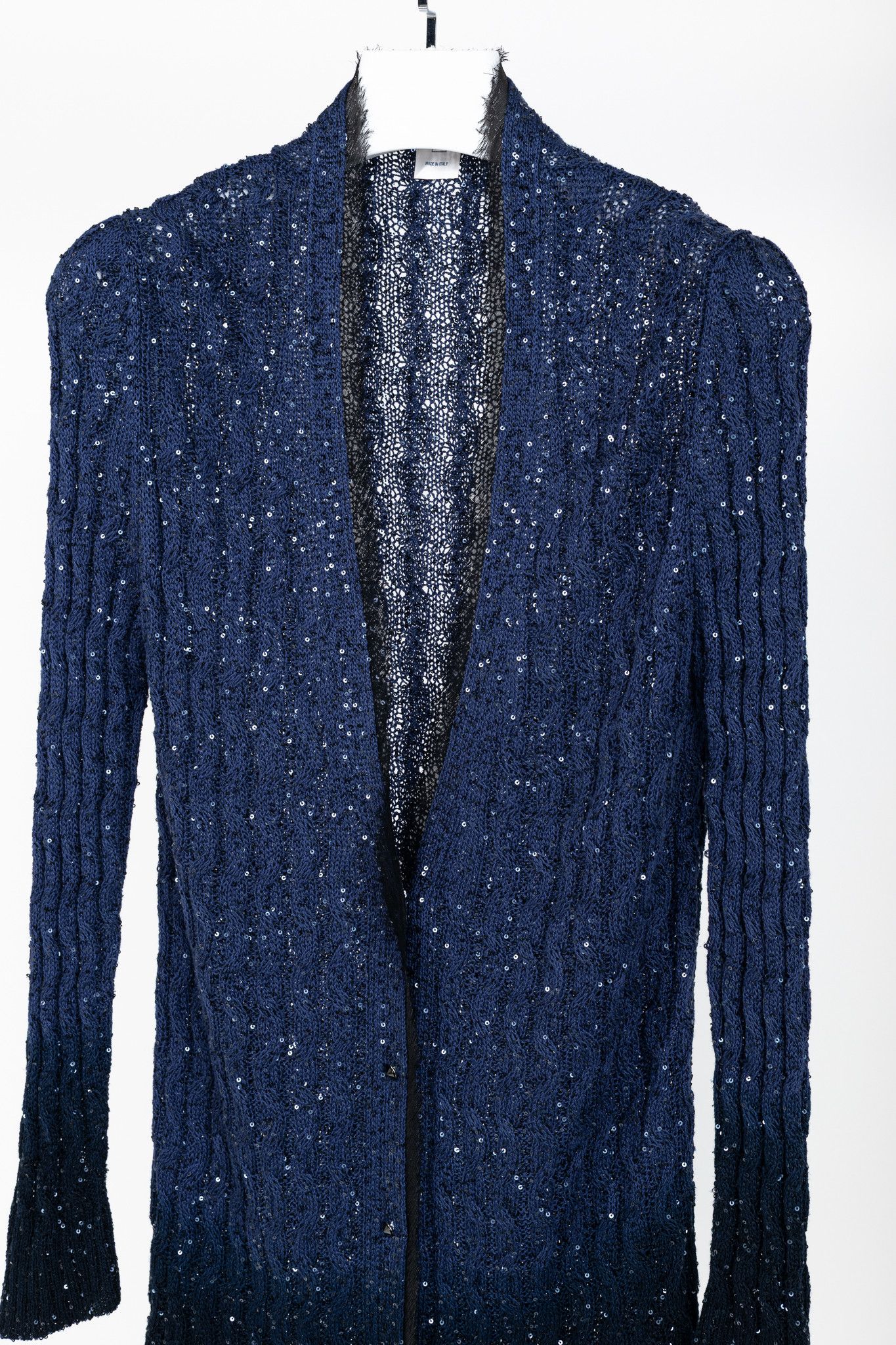 Oscar De La Renta Oscar de la Renta AW10 Silk-Blend Sequin Cable-Knit Cardigan Size L / US 10 / IT 46 - 3 Thumbnail