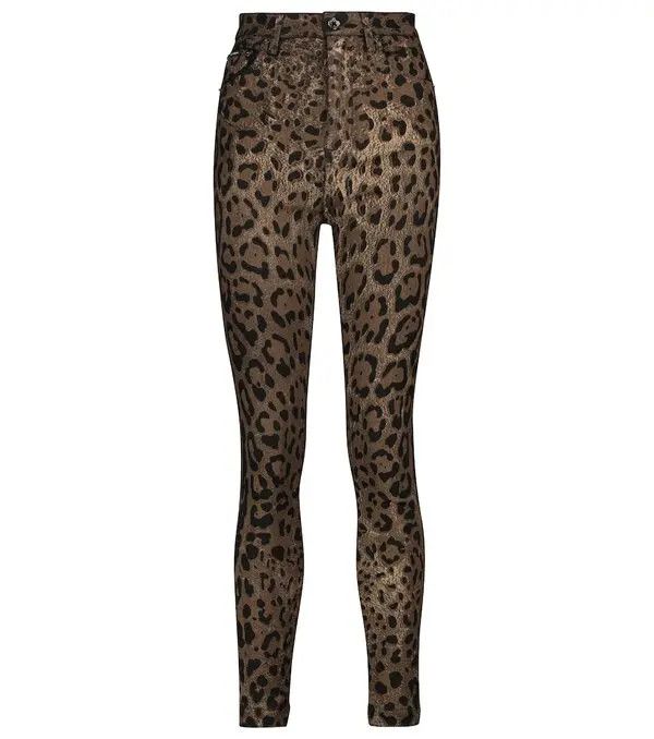 Dolce & Gabbana o1y0925 Leoprd-Print Casual Pant in Brown/Black Size 25" / US 0 / IT 36 - 1 Thumbnail
