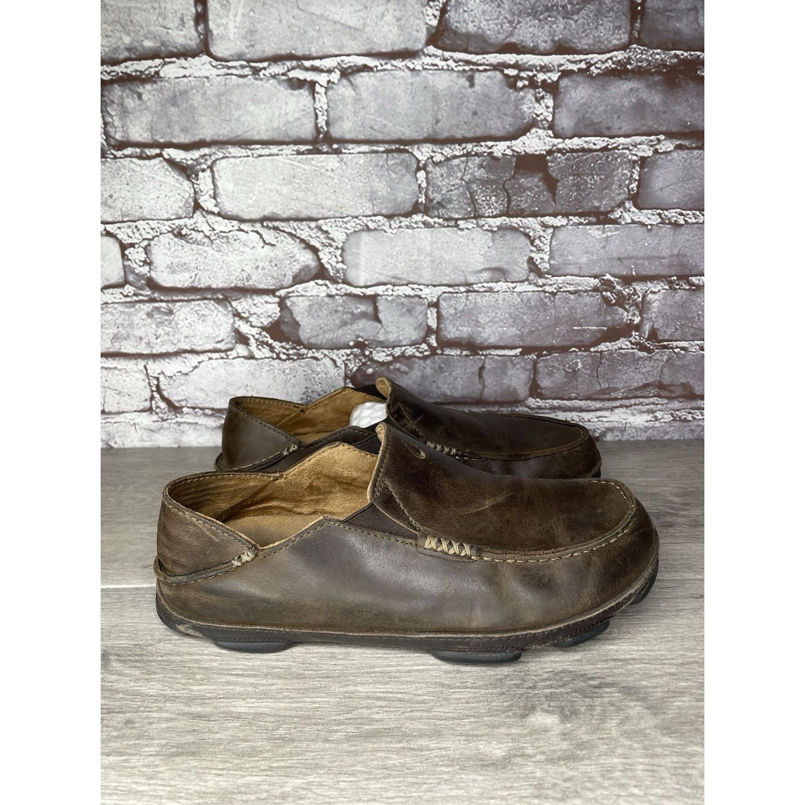 Olukai OluKai Moloa Brown Leather Slip On Beach Loafers Casual Shoe Size US 8 / EU 41 - 3 Thumbnail