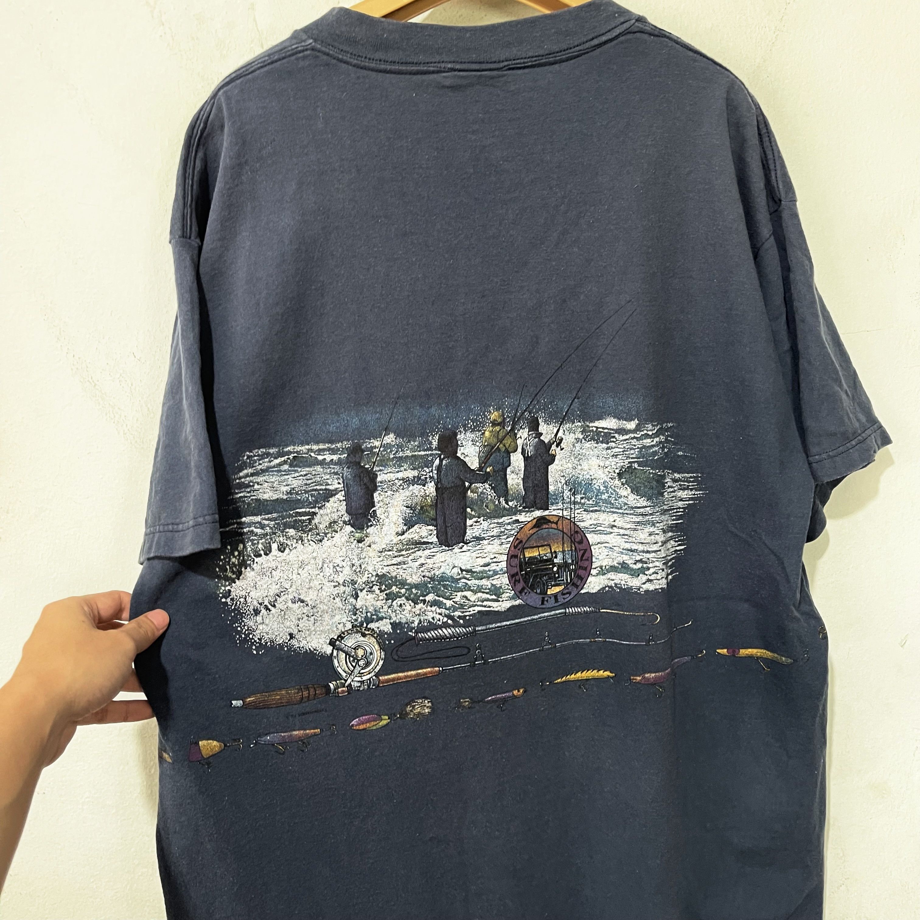 Vintage Vintage 90s Outer Banks Fishing T-Shirt Size US XL / EU 56 / 4 - 4 Thumbnail