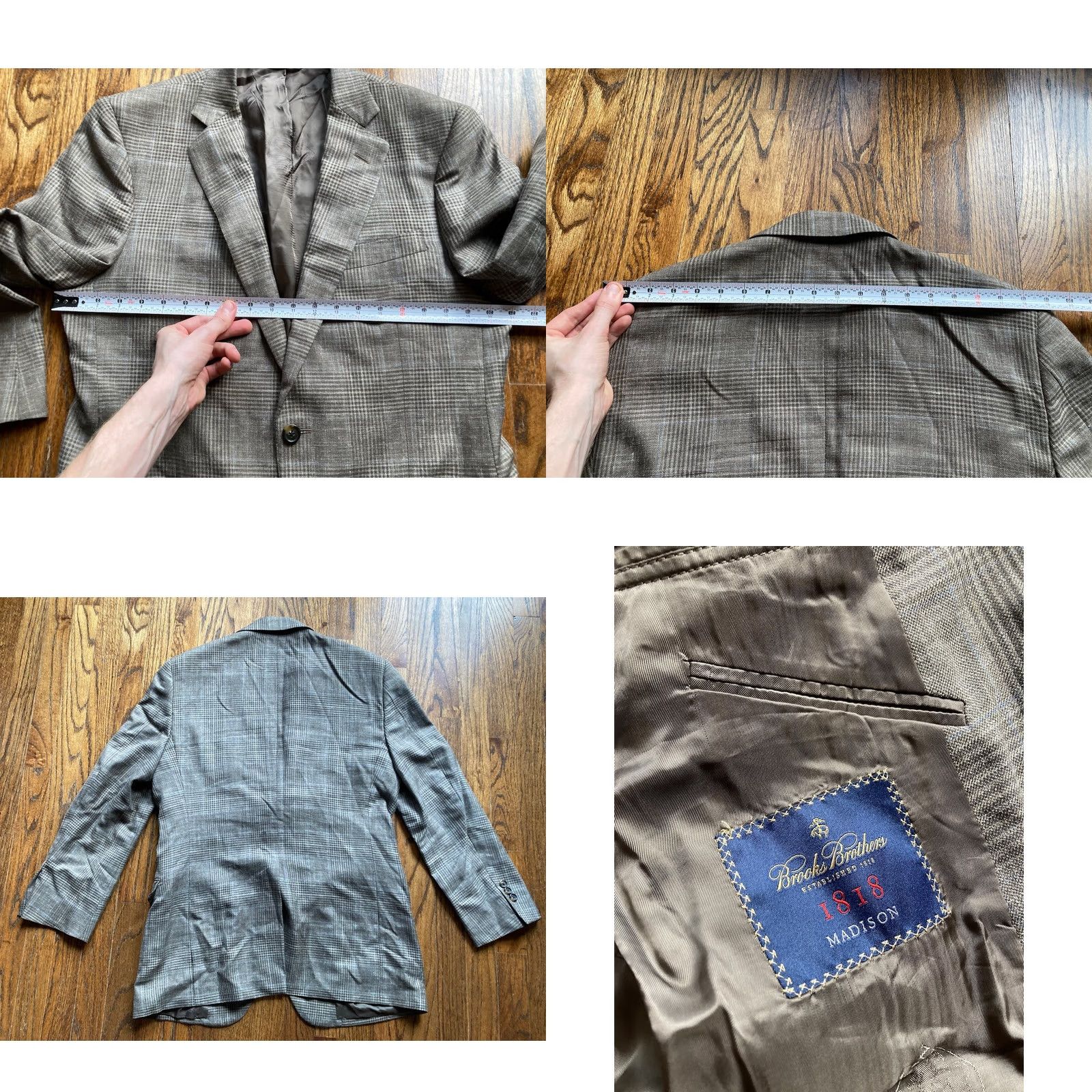 Brooks Brothers Brooks Brothers Blazer Men Size 40 Regular Wool Plaid Brown 1818 Madison Jacket 40R Saxxon Wool Brown Mens Size 40R - 8 Thumbnail