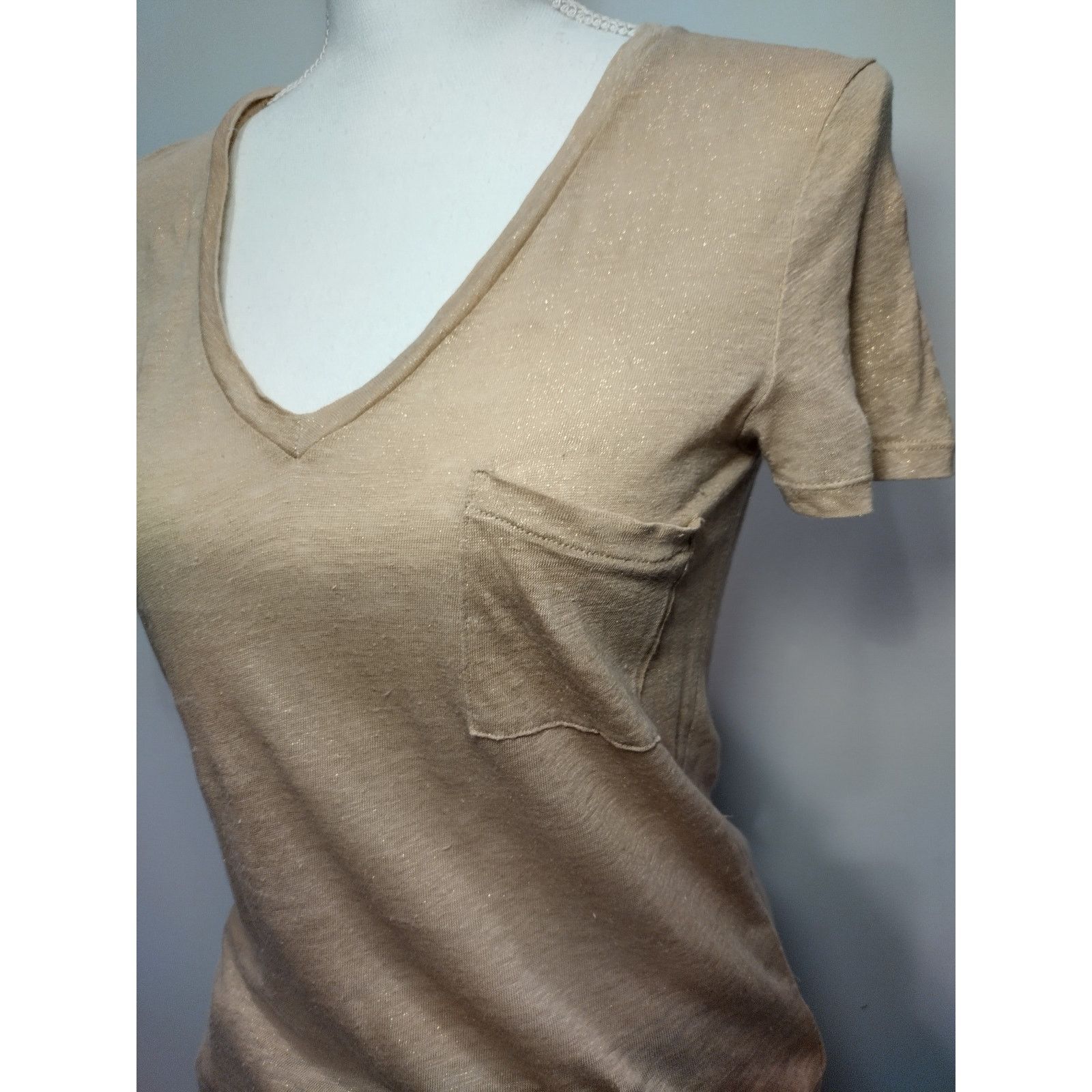 J.Crew J. Crew Womens 100% Linen T-Shirt Short Sleeve V-Neck Patch Size XS / US 0-2 / IT 36-38 - 3 Thumbnail