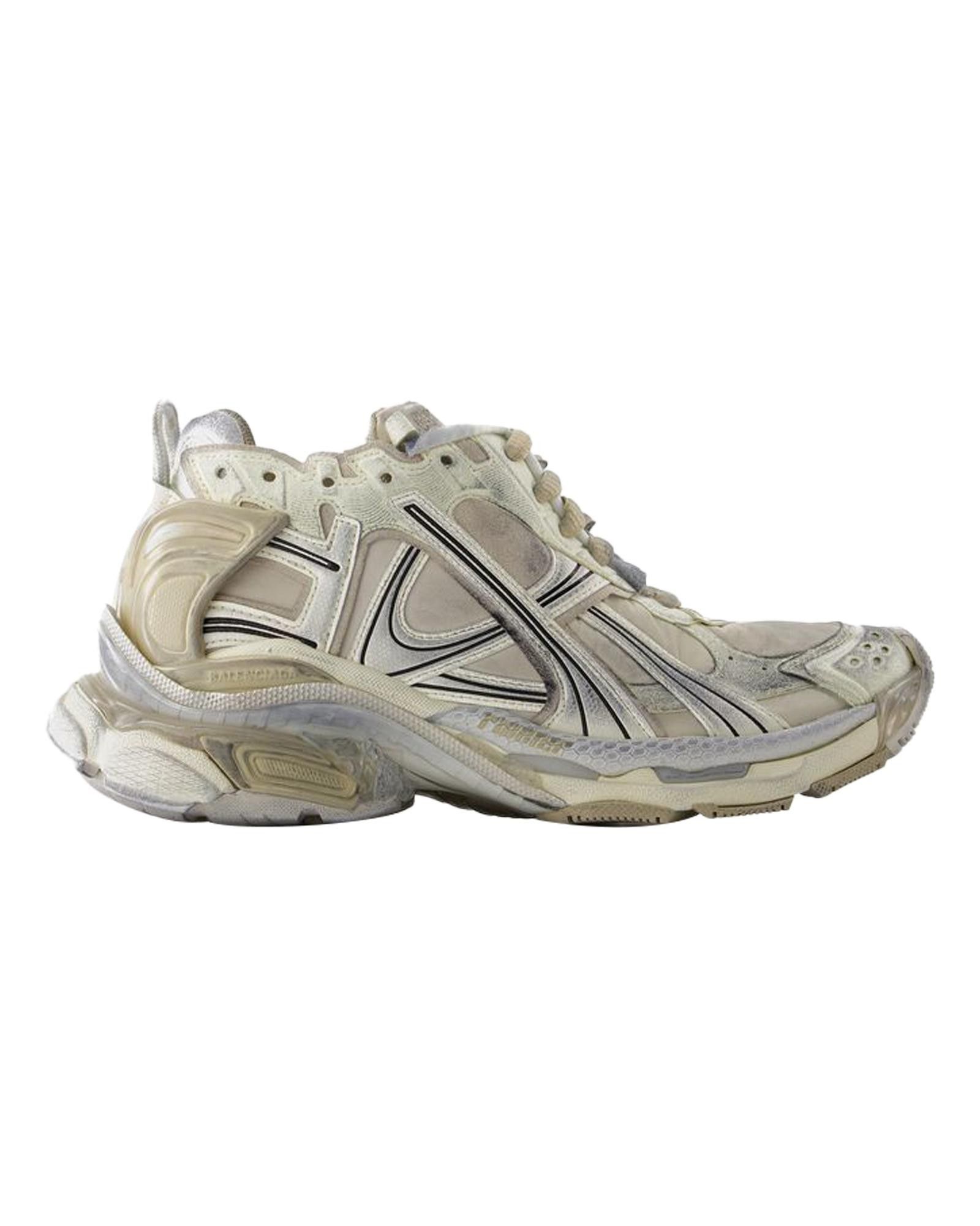 image of Balenciaga Beige Nylon Runner Sneakers With Leather Lining And Wild Rubber Sole, Women's (Size 5)