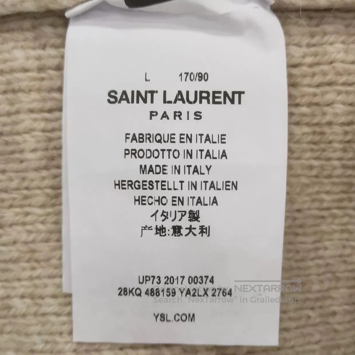 Saint Laurent Paris Saint Laurent Beige Ribbed Crew Neck Sweater. Size US L / EU 52-54 / 3 - 6 Thumbnail