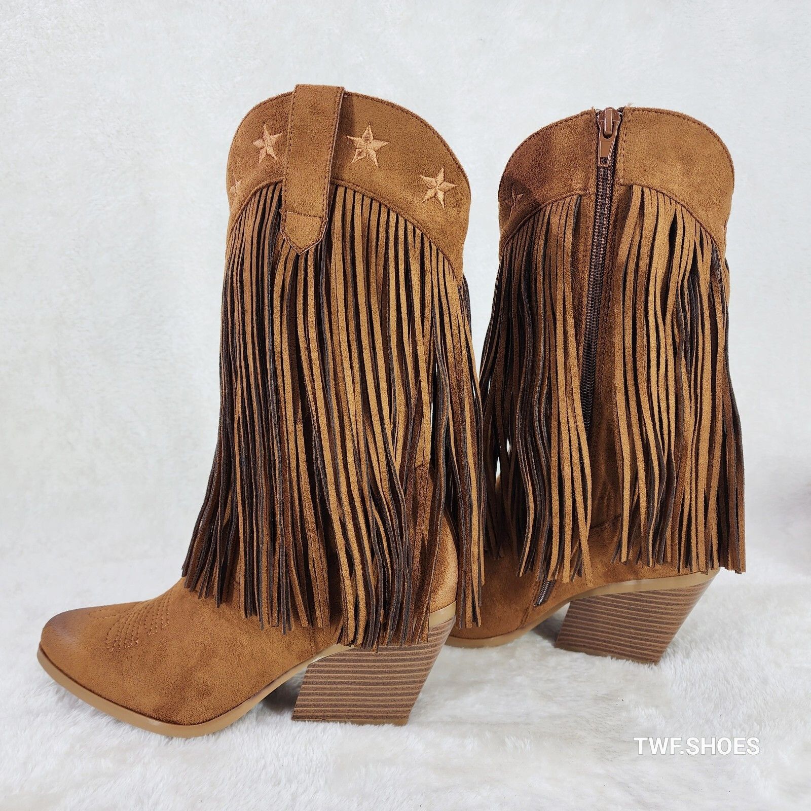 Other Dusty Trails Mid Calf Whiskey Brown Fringe Country Western C Size US 6 / IT 36 - 4 Thumbnail