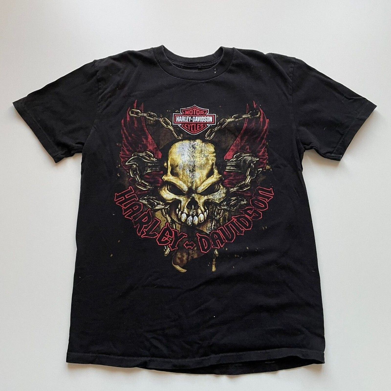 Harley Davidson × Vintage Vintage Harley Davidson T Shirt Large Y2K Skull Faded Black Size US L / EU 52-54 / 3 - 1 Thumbnail