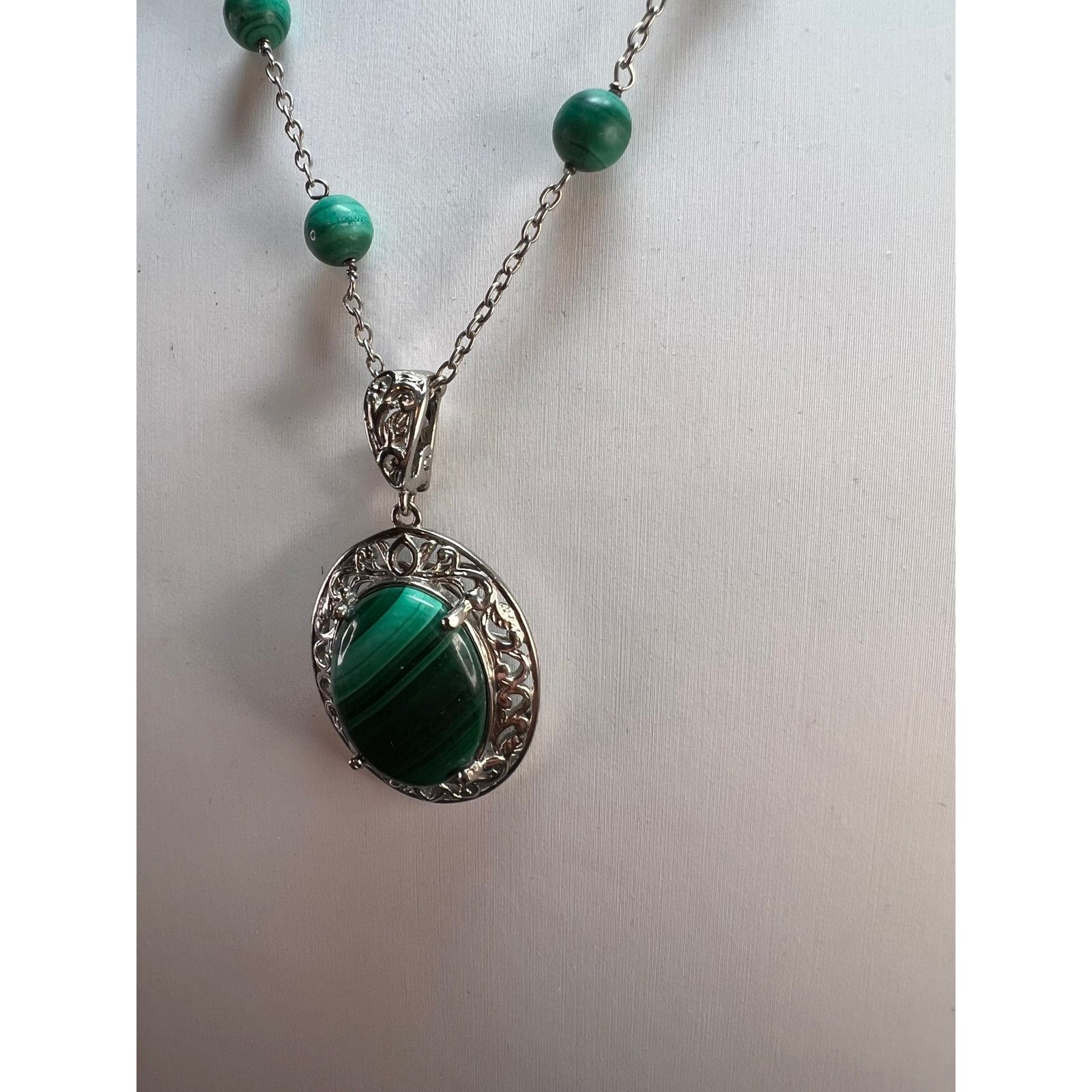 Other Karis African malachite 18 inch necklace in platinum bond Size ONE SIZE - 12 Thumbnail