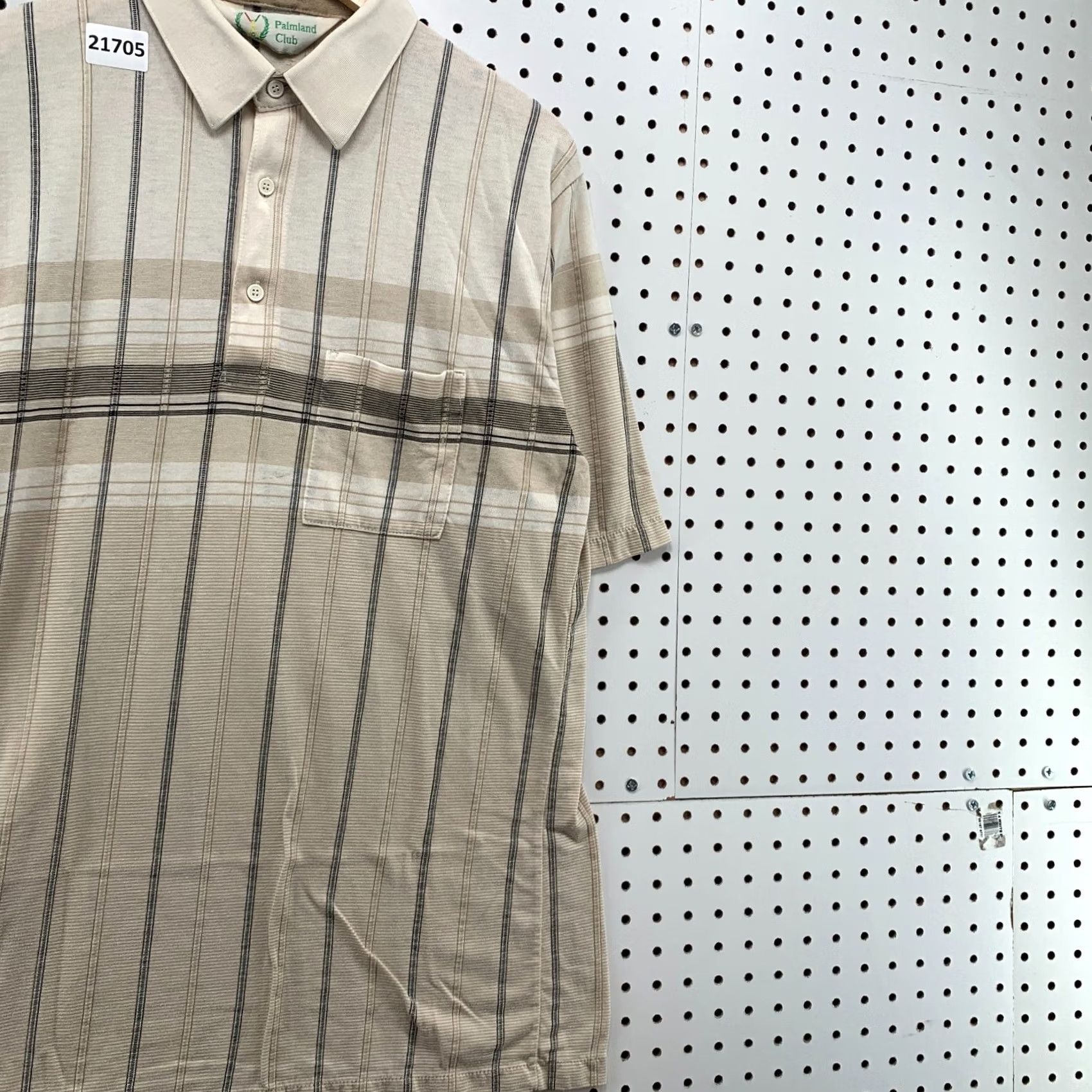 Vintage VINTAGE Palmland Club Shirt Mens Large Brown Beige Striped Polo Shirt Size US L / EU 52-54 / 3 - 4 Thumbnail