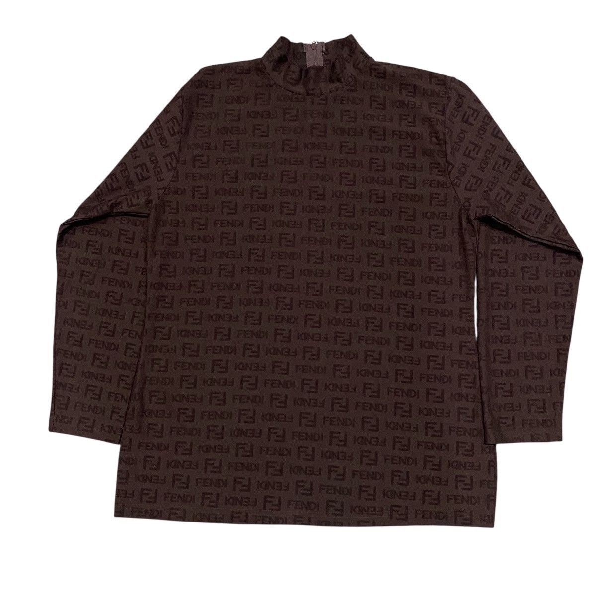 Fendi ‼️LAST DROP‼️Vintage Fendi FF Monogram Zucca Print Zip Neck Size M / US 6-8 / IT 42-44 - 2 Thumbnail