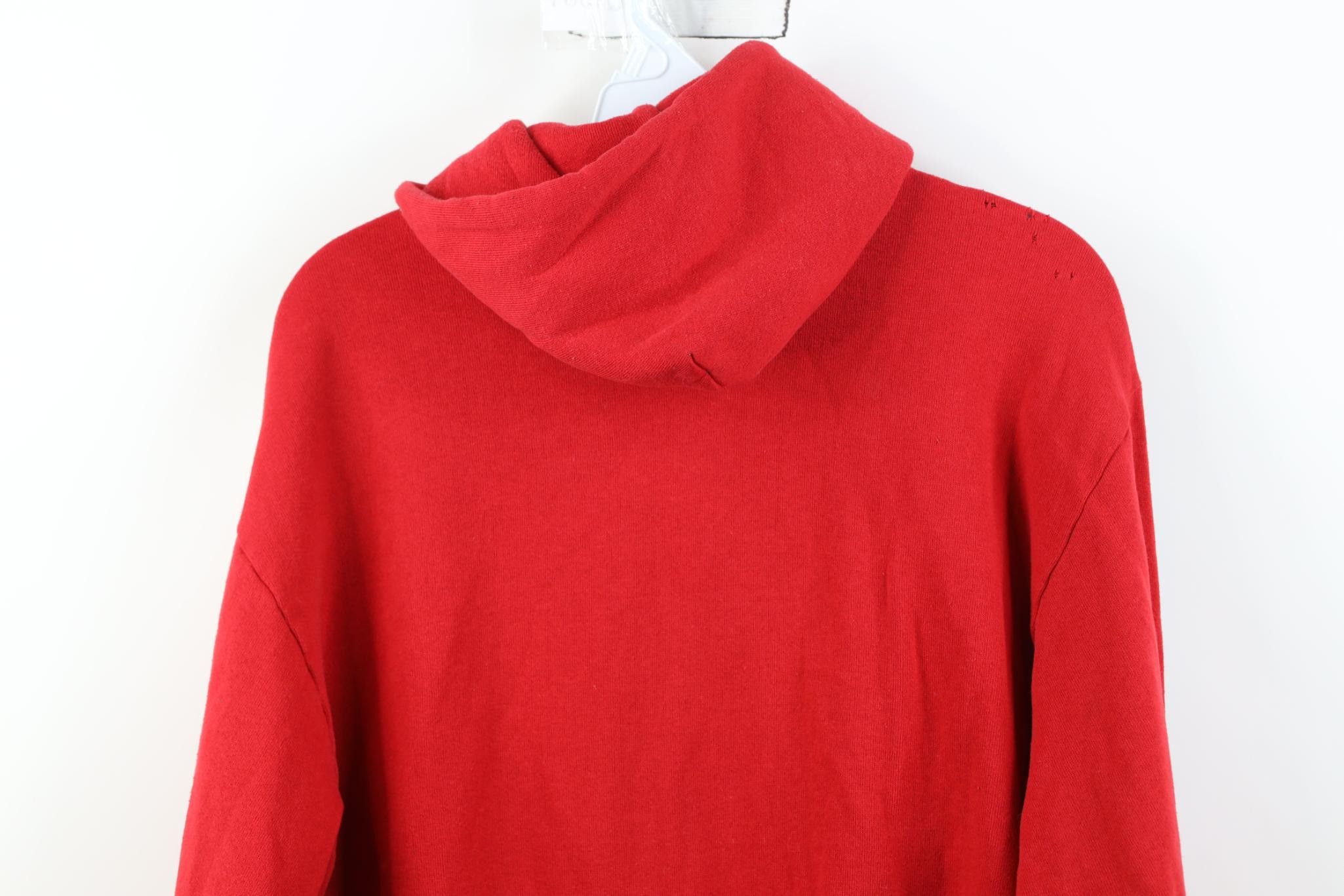 Vintage Vintage 80s 90s Streetwear Blank Hoodie Sweatshirt Red USA Size US L / EU 52-54 / 3 - 13 Thumbnail