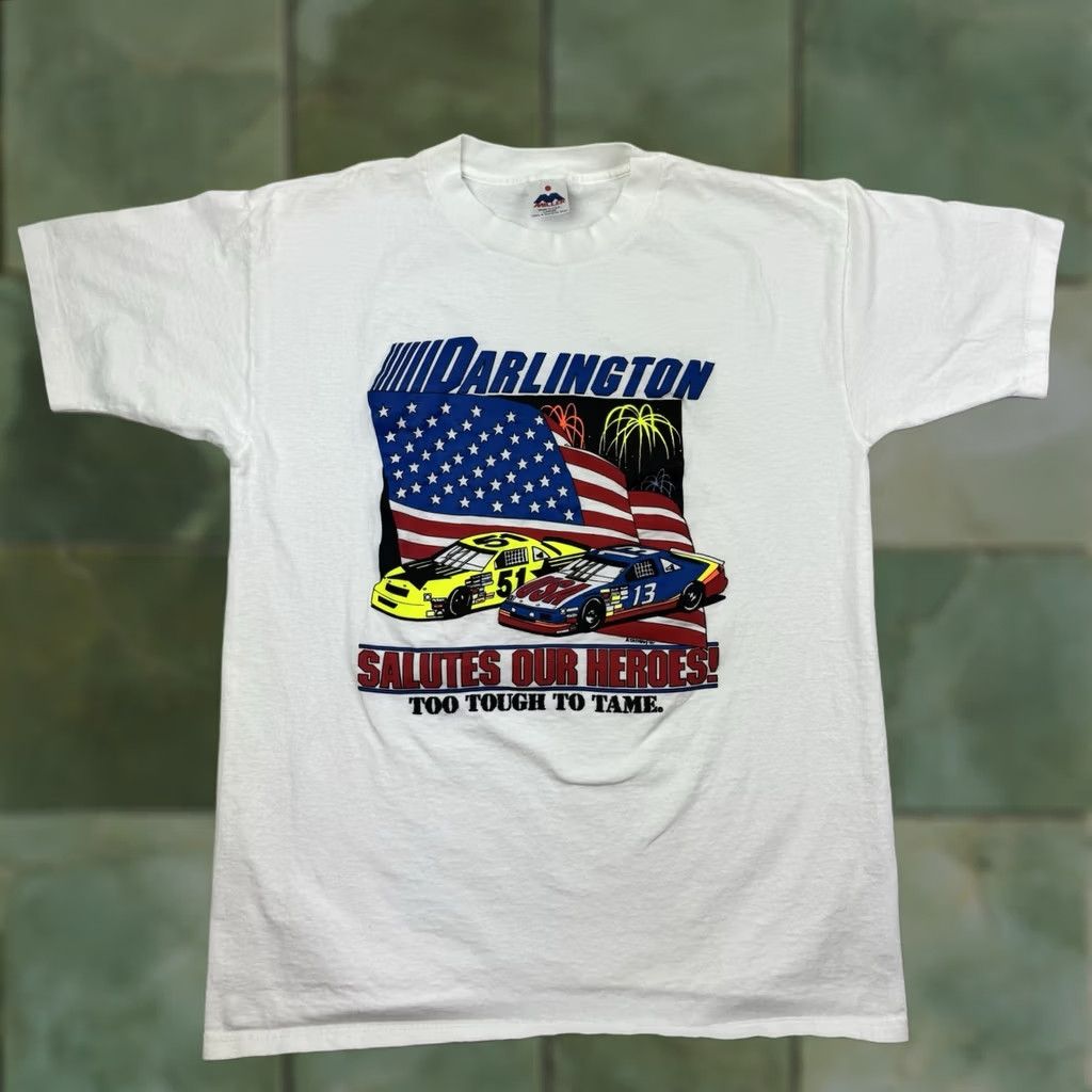 Vintage VINTAGE Miller Darlington Racing Army Salute T Shirt Adult Large White Cotton Shirt Men Navy Military 90s Nascar Recreation Shirts Mens Size US L / EU 52-54 / 3 - 1 Thumbnail