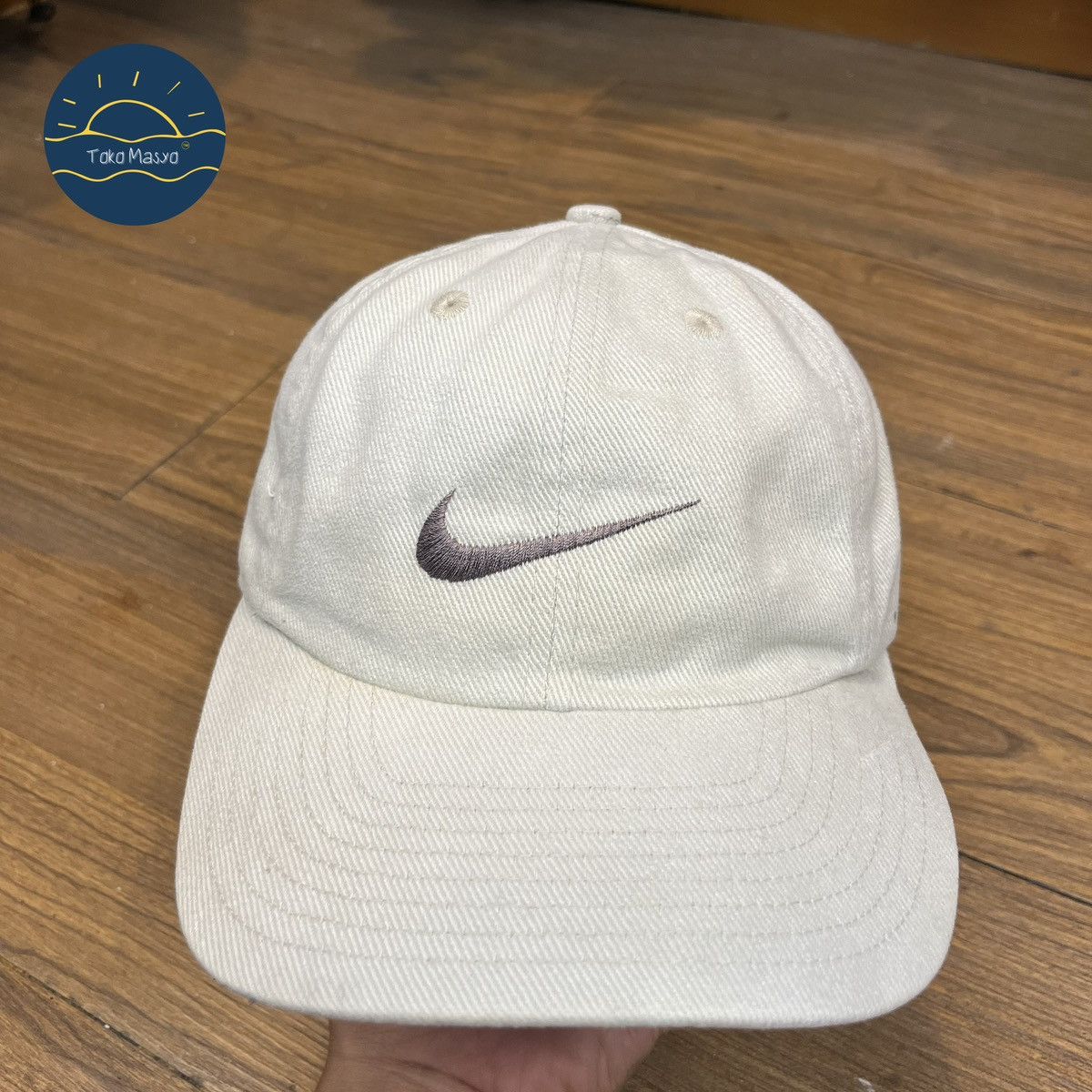 Nike × Vintage Vintage Nike 90’s Embroidered Swoosh Cap Green Visor - Cream Size ONE SIZE - 9 Thumbnail