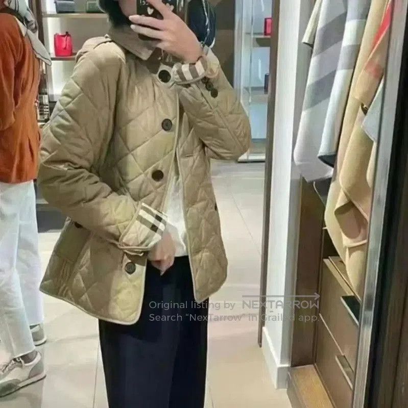 Burberry Burberry Quilted Cotton Jacket in Khaki. Size L / US 10 / IT 46 - 8 Thumbnail