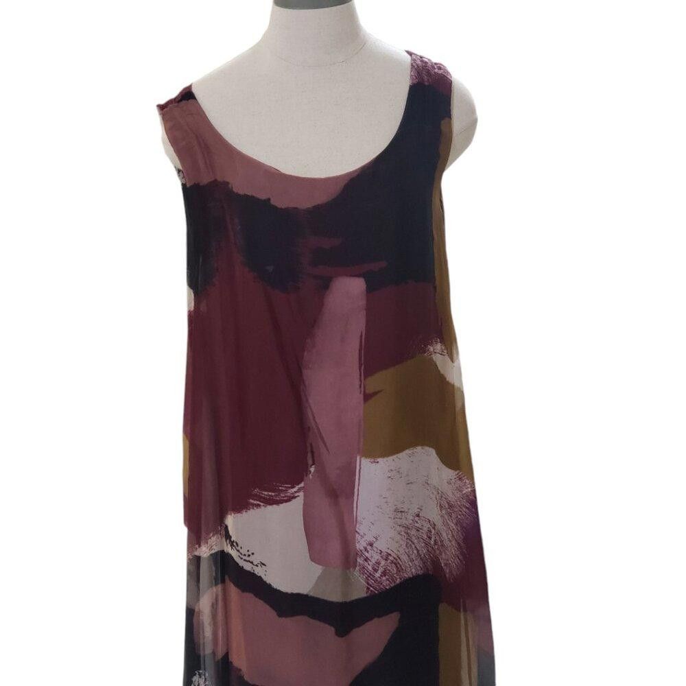 Designer CT1784 Anna Melani Lined Abstract Pattern High Low Dress M Size M / US 6-8 / IT 42-44 - 2 Thumbnail