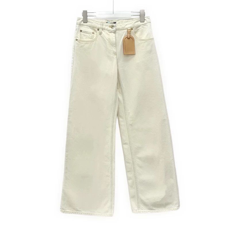 Louis Vuitton Louis Vuitton 23 white cotton casual wide-leg denim trouse Size US 36 / EU 52 - 1 Thumbnail