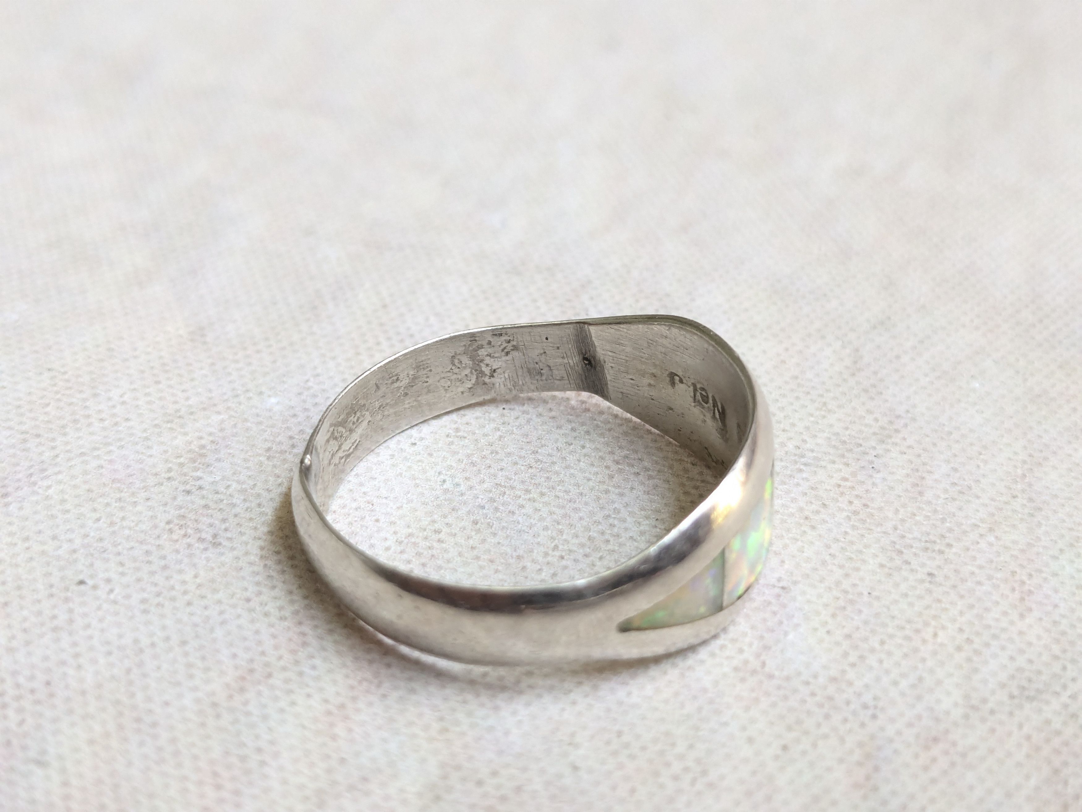 Jewelry Sterling Silver Ring Opal Band Inlay 9.25 Size ONE SIZE - 3 Thumbnail