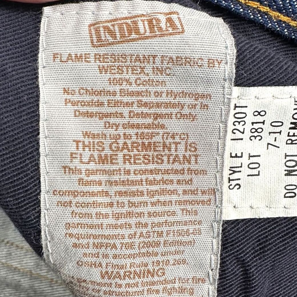 Denime Tyndale FR Flame Resistant Jeans Mens 40X26 Blue Straight Leg Workwear Denim Size US 40 / EU 56 - 5 Thumbnail