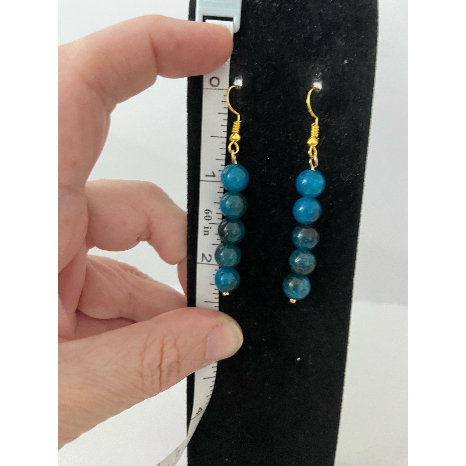 Handmade Handmade blue apatite bead earrings Size ONE SIZE - 3 Thumbnail