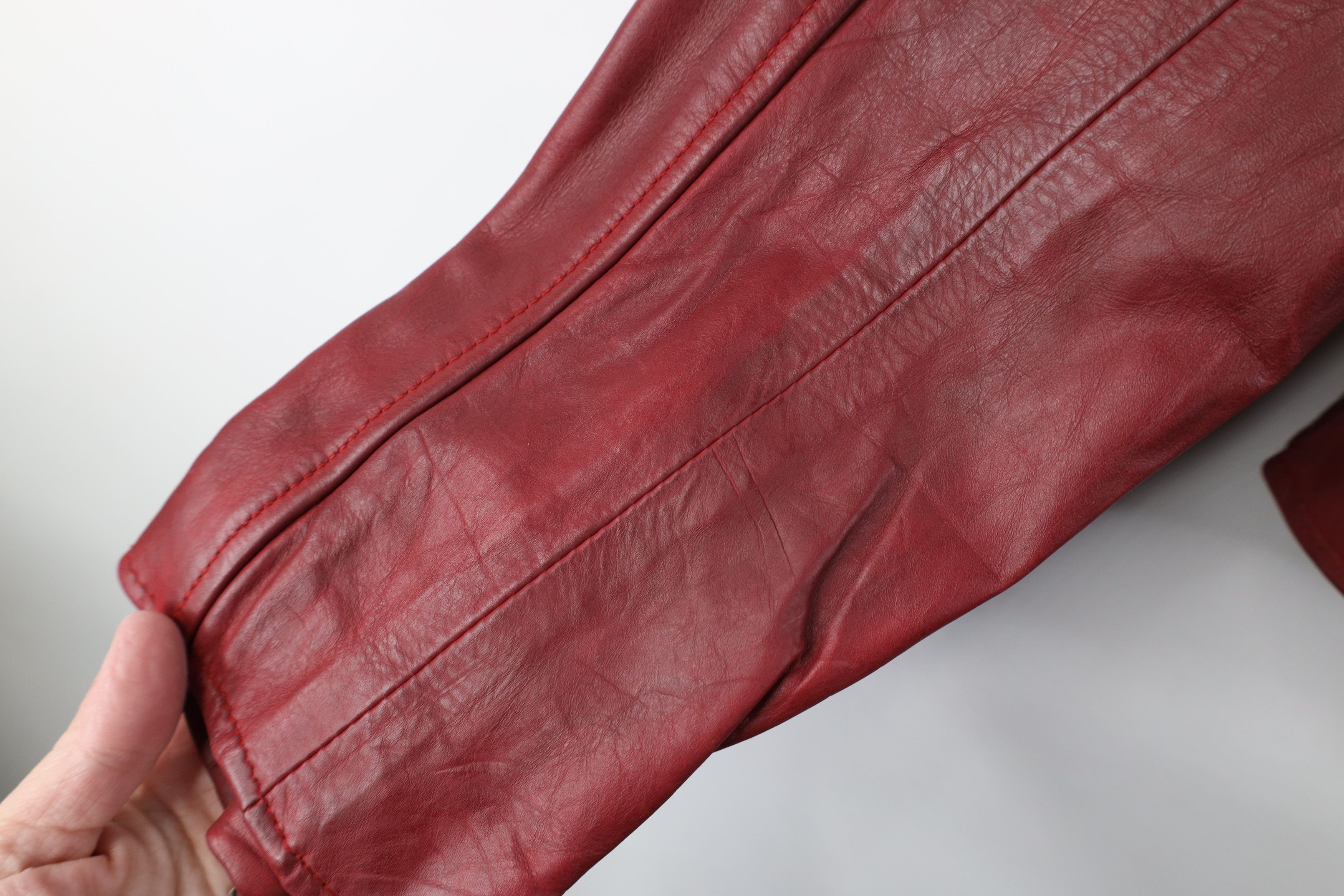 Vintage Vintage Streetwear Zip Leather Motorcycle Jacket Red Size L / US 10 / IT 46 - 7 Thumbnail