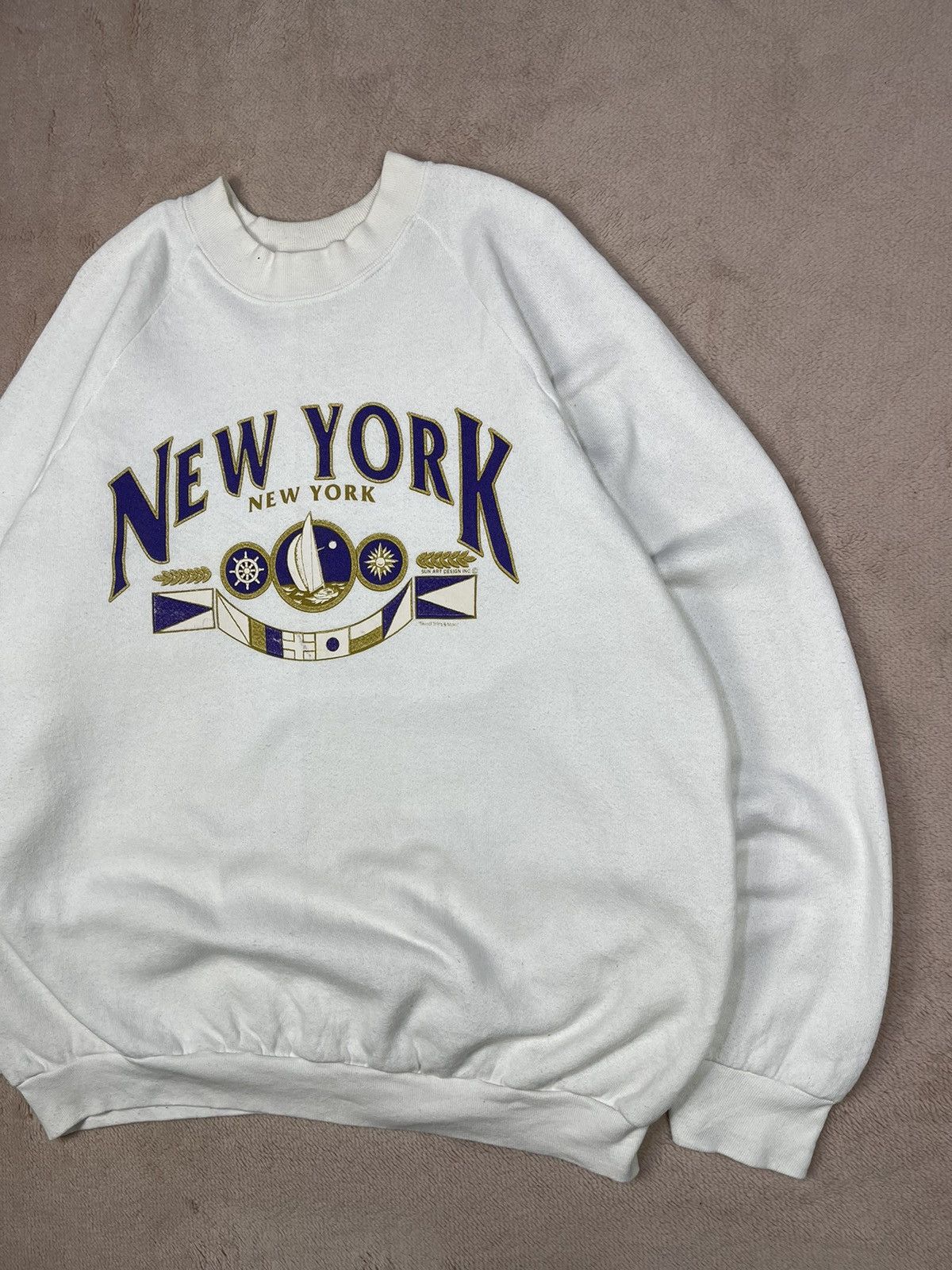 Fruit Of The Loom Vintage 90s Sun Art NEW YORK Both Print Sweatshirts Size US L / EU 52-54 / 3 - 3 Thumbnail