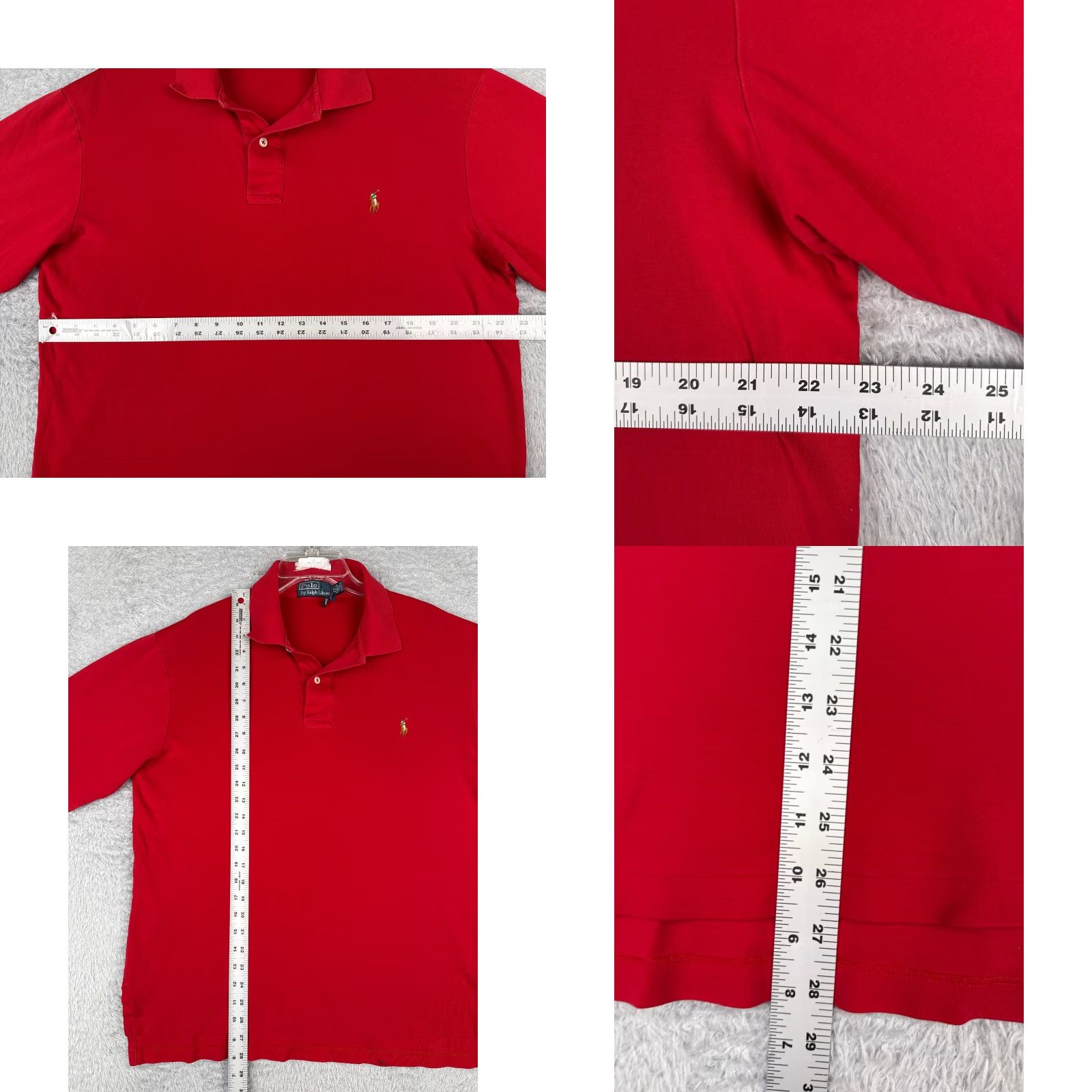 Ralph Lauren VINTAGE Ralph Lauren Polo Shirt Mens Large Tall Red 100% Cotton Jersey All Seasons Breathable 3-Button Polo Shirt Mens L Red 90s/80s Sports Theme Size US L / EU 52-54 / 3 - 8 Thumbnail