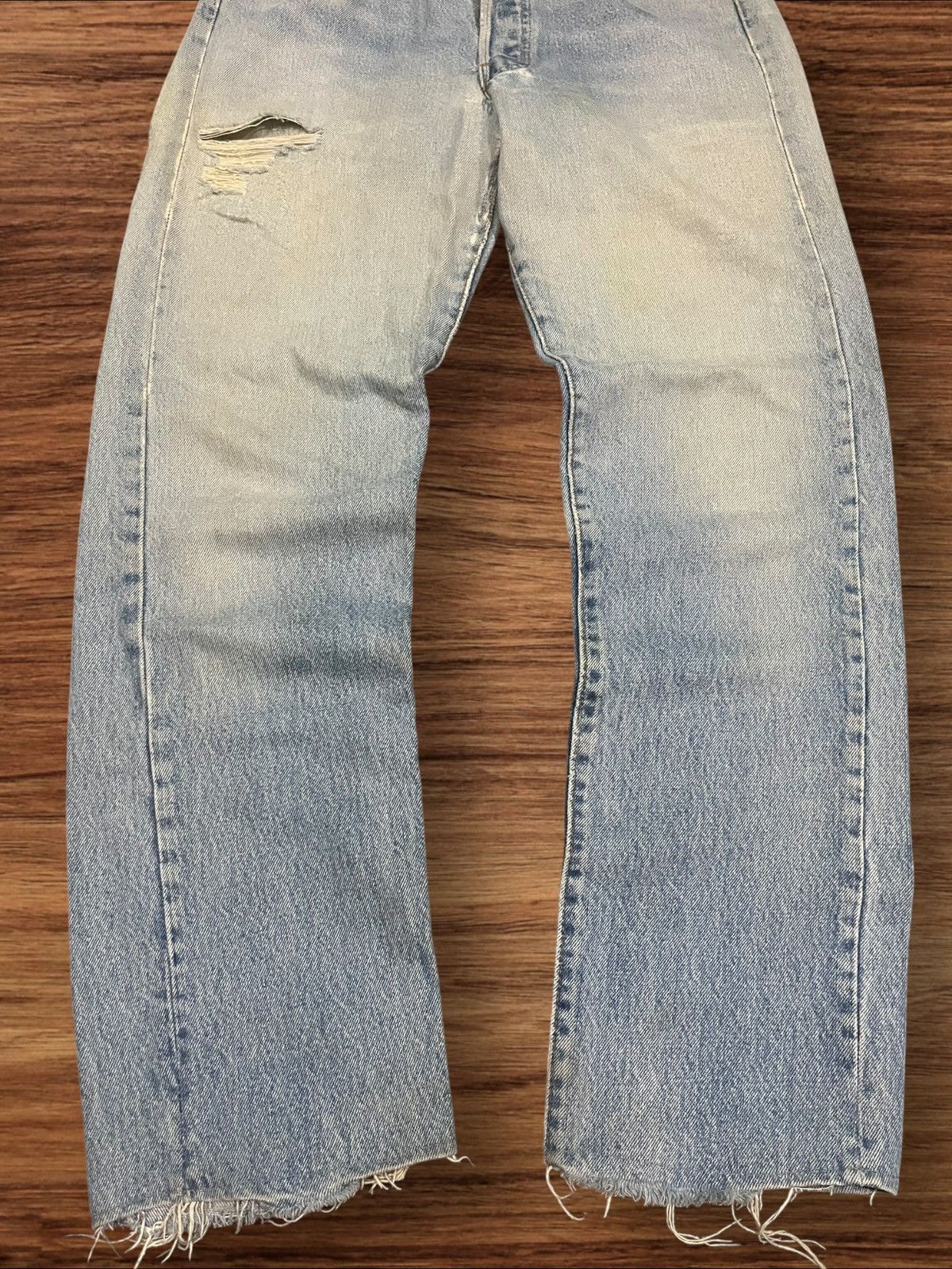 Levi's × Levi's Vintage Clothing × Vintage Vintage 80s Levi’s 501 Button Fly Blue Washed Trashed Jeans Size US 28 / EU 44 - 15 Thumbnail