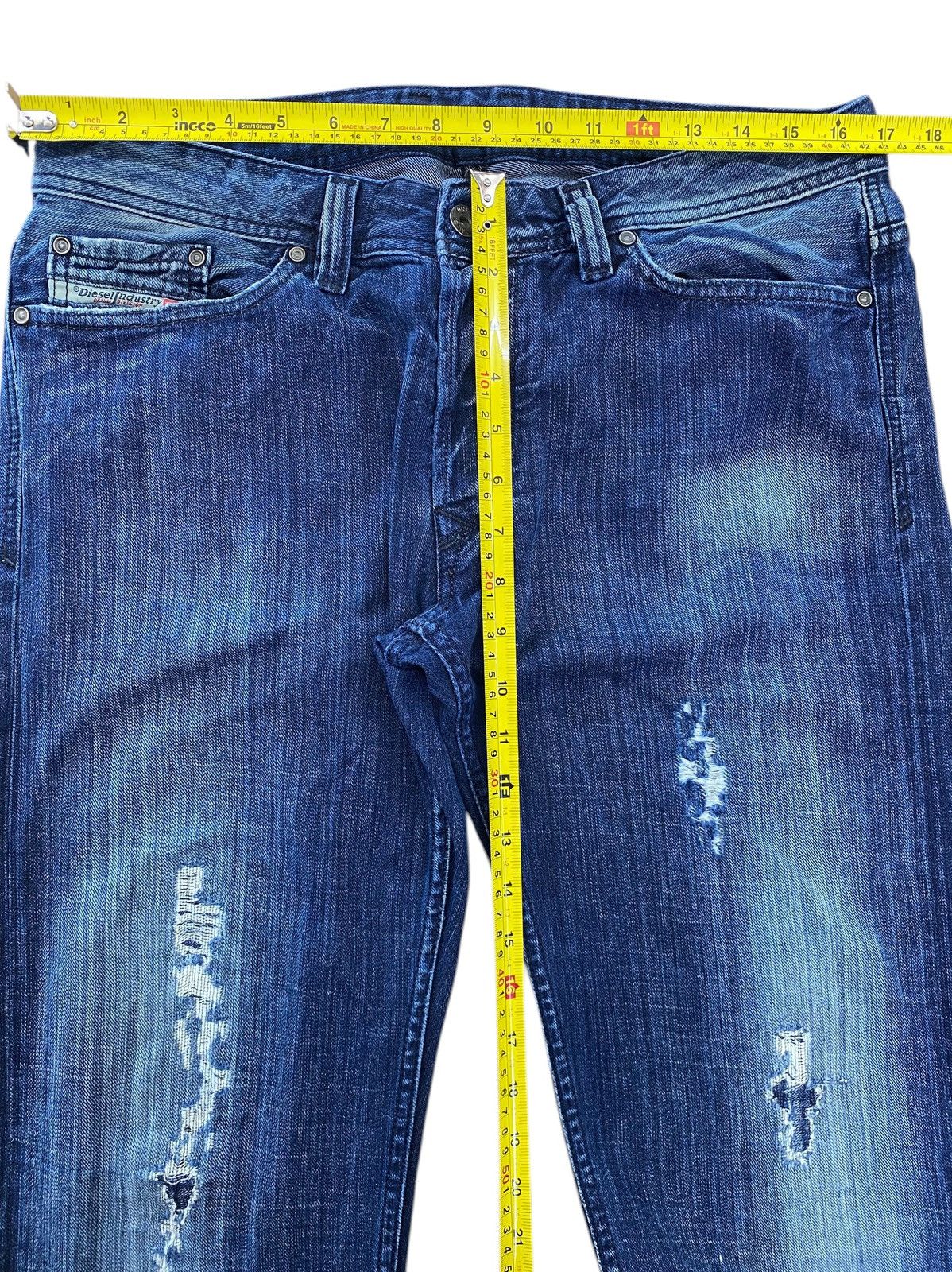 Diesel Diesel Blue Wash Ripped Style Boot Cut Jeans Size US 33 - 6 Thumbnail