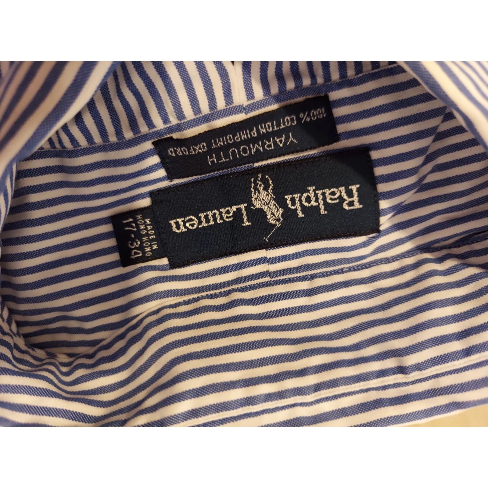 Polo Ralph Lauren Polo Ralph Lauren Dress Shirt Mens Button-Down Blue Striped Cotton 17 34 Long Sleeve Size 46R - 3 Thumbnail
