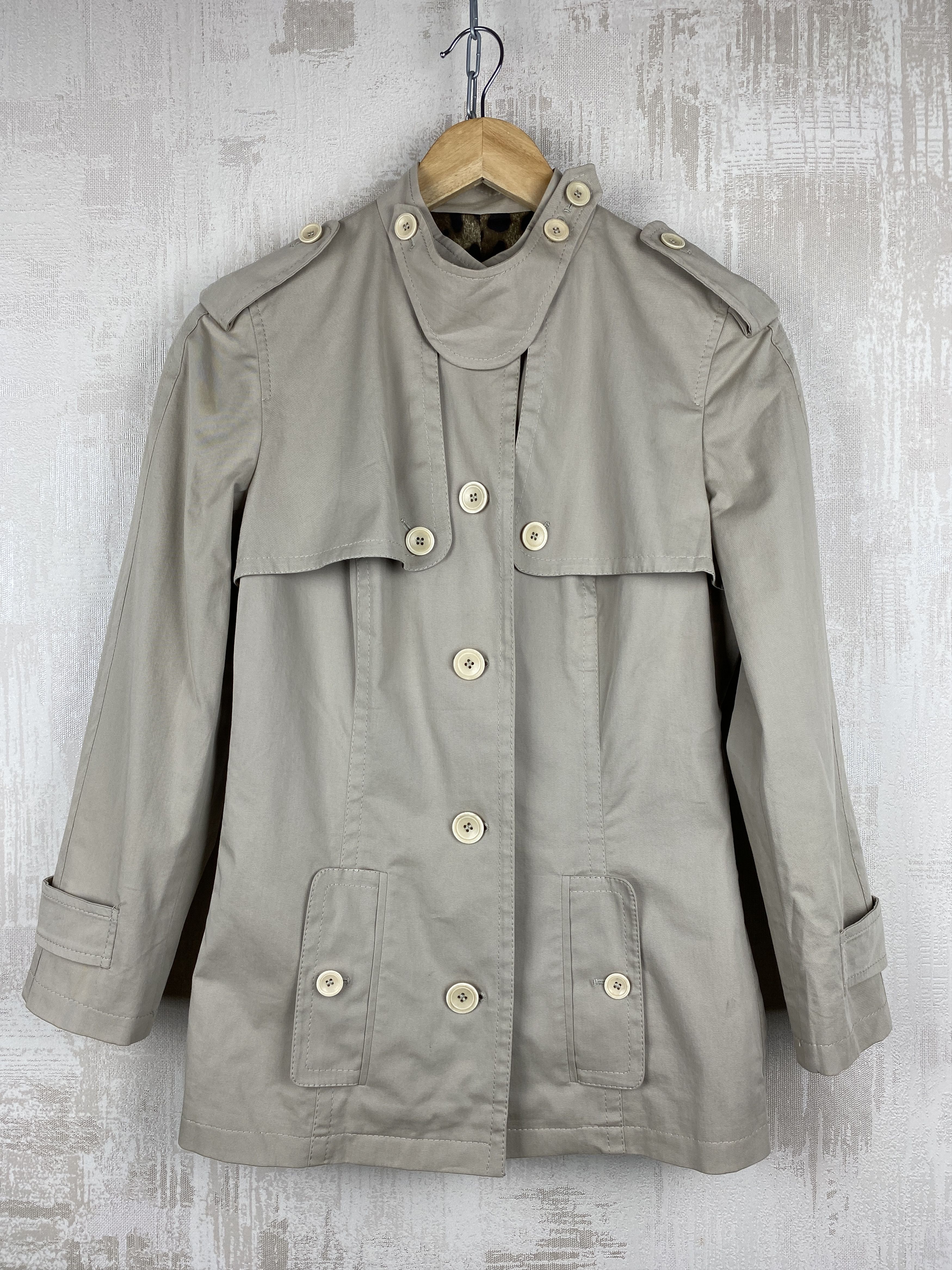 Designer × Dolce & Gabbana Dolce&Gabbana Cropped Trench Coat Leopard Lining Jacket Size XS / US 0-2 / IT 36-38 - 5 Thumbnail