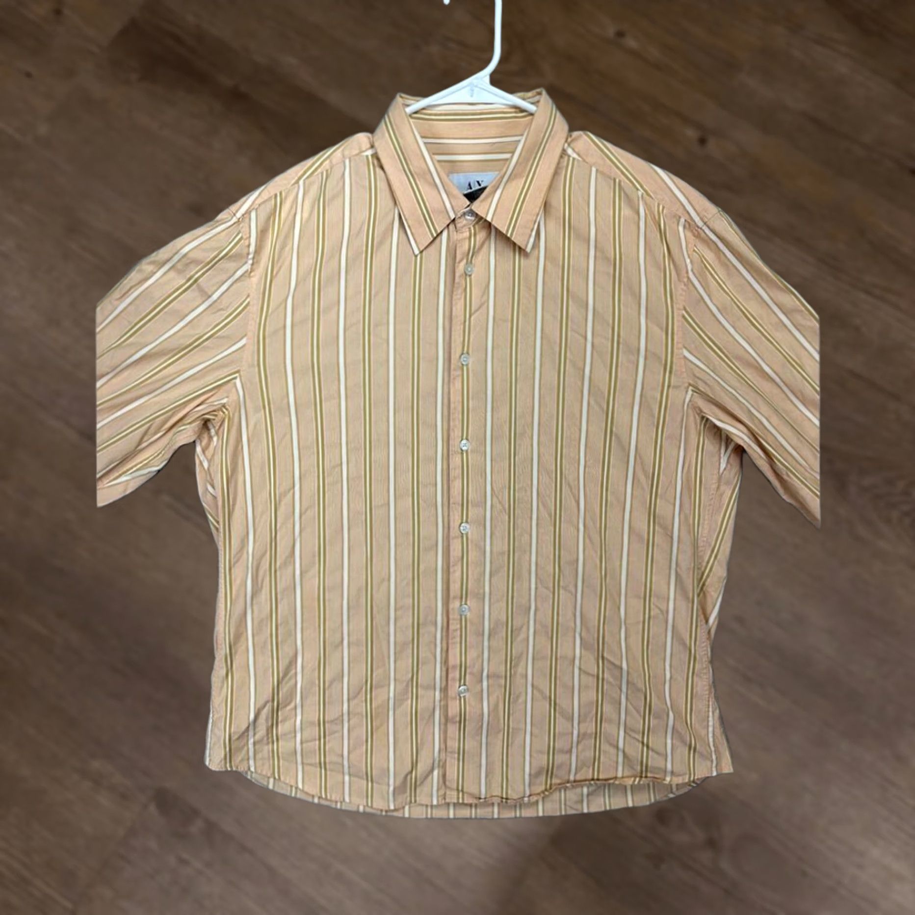 Armani Exchange Armani Exchange Shirt Mens Large Orange Balanced Striped Nylon Blend Button Down Size US L / EU 52-54 / 3 - 1 Thumbnail