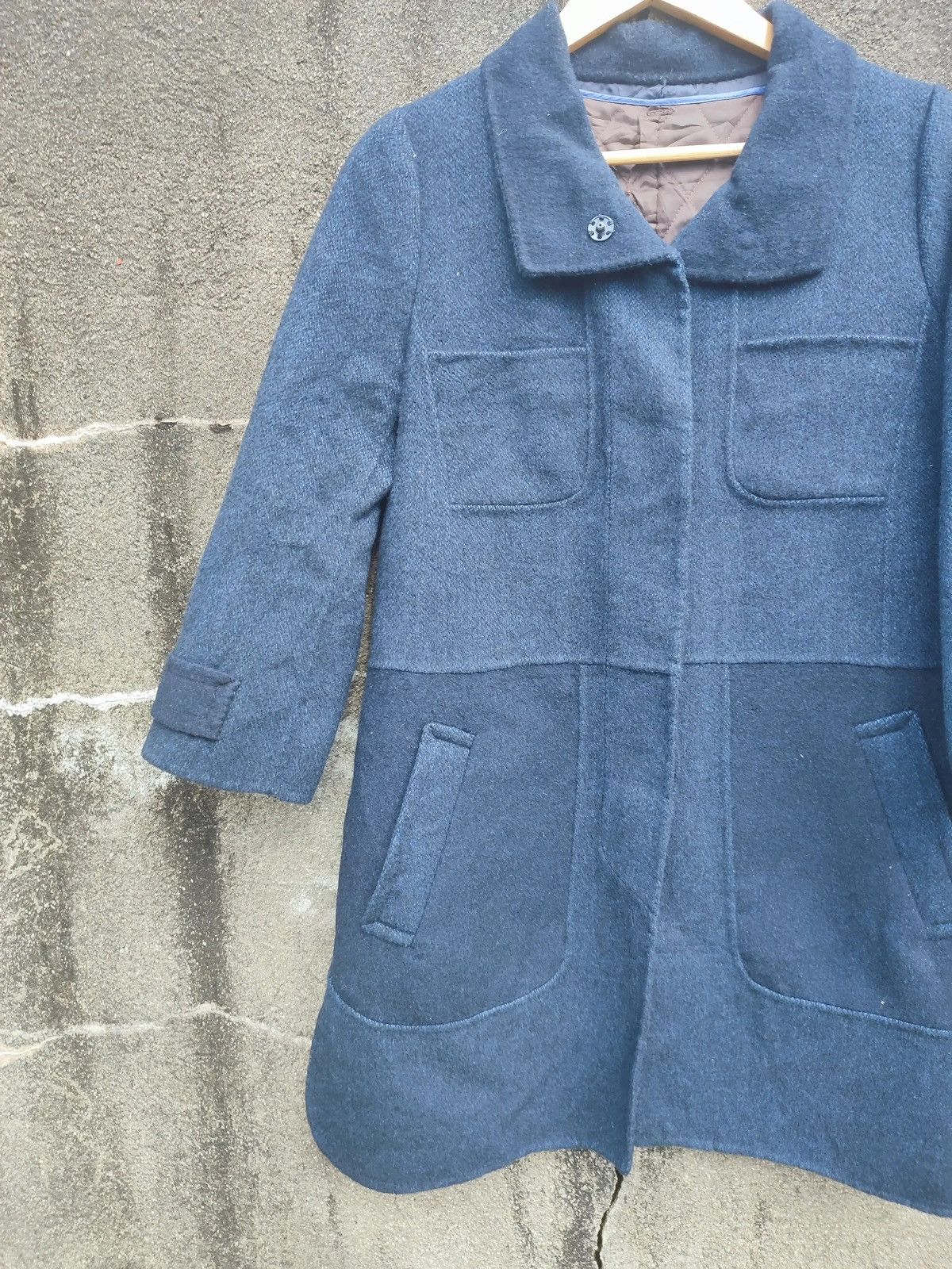 Benetton × Designer Stile Benetton Wool Blend Coat – Minimalist Boxy Navy Jacket Size US S / EU 44-46 / 1 - 4 Thumbnail