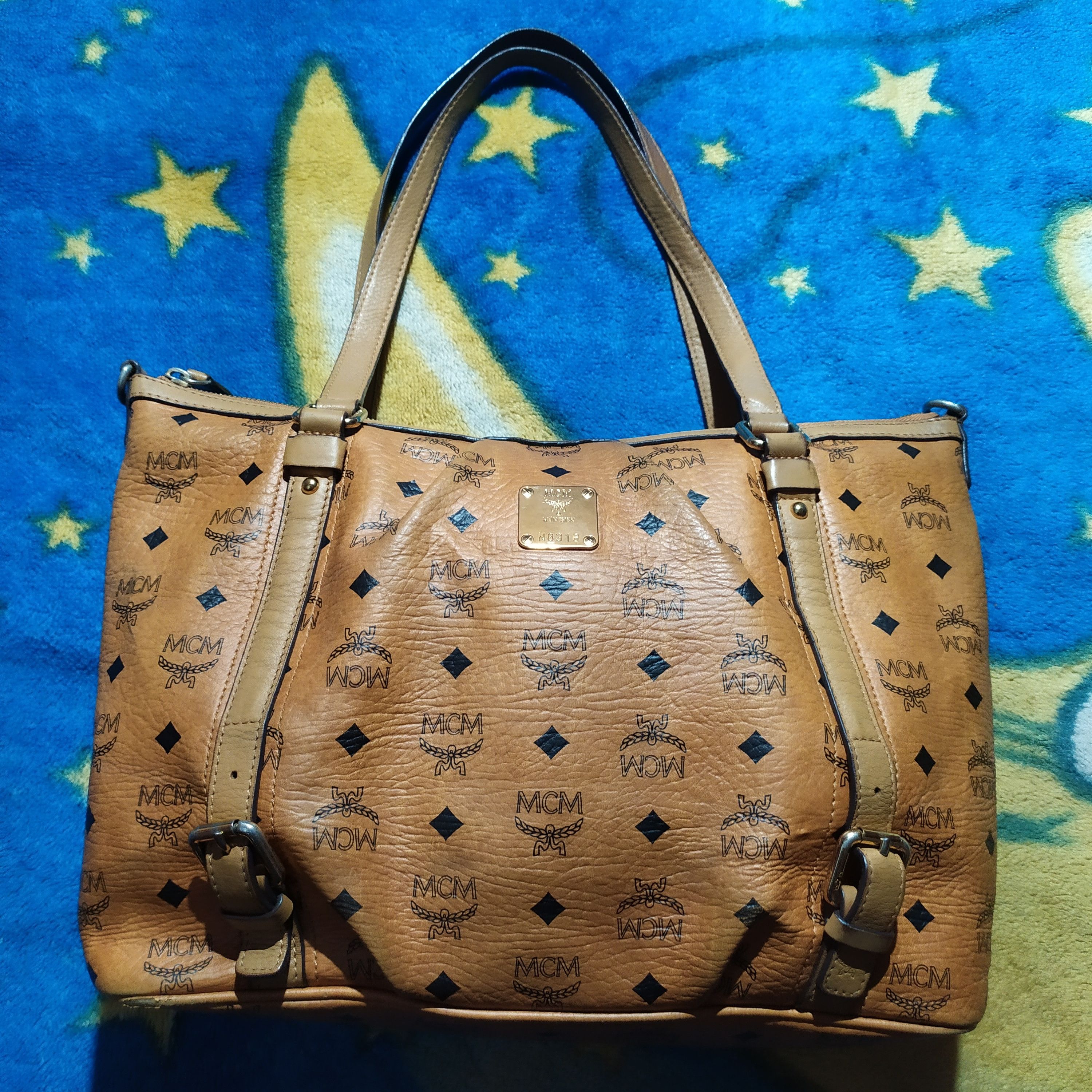 MCM MCM Cognac Visetos Coated Canvas and Leather Zip Tote Size ONE SIZE - 1 Thumbnail