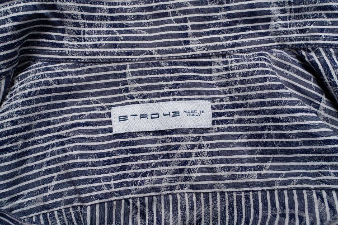 Etro 🔵ETRO Striped Blue Flower Print Bottom Up Shirt Made Italy Size US L / EU 52-54 / 3 - 21 Thumbnail