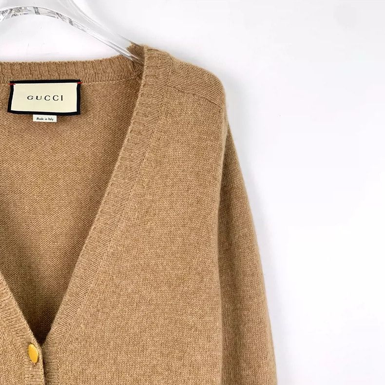 Gucci Gucci Dark brown cashmere V-neck single-breasted long-sleev Size US S / EU 44-46 / 1 - 3 Thumbnail