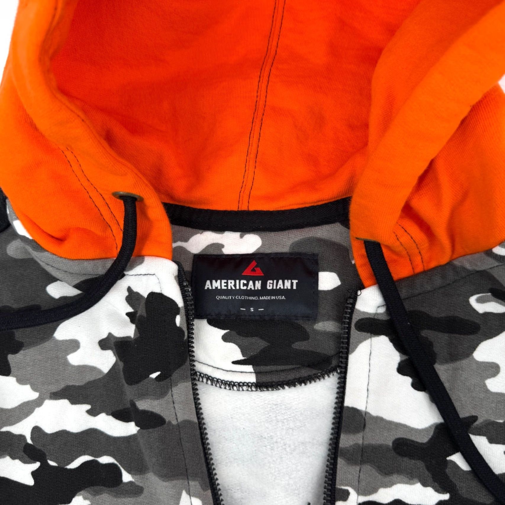 Vintage American Giant Full Zip Hoodie Mens Camouflage Fleece Heavyweight Streetwear Pockets Logo Zipper Black Gray Orange S SMALL Size US S / EU 44-46 / 1 - 3 Thumbnail