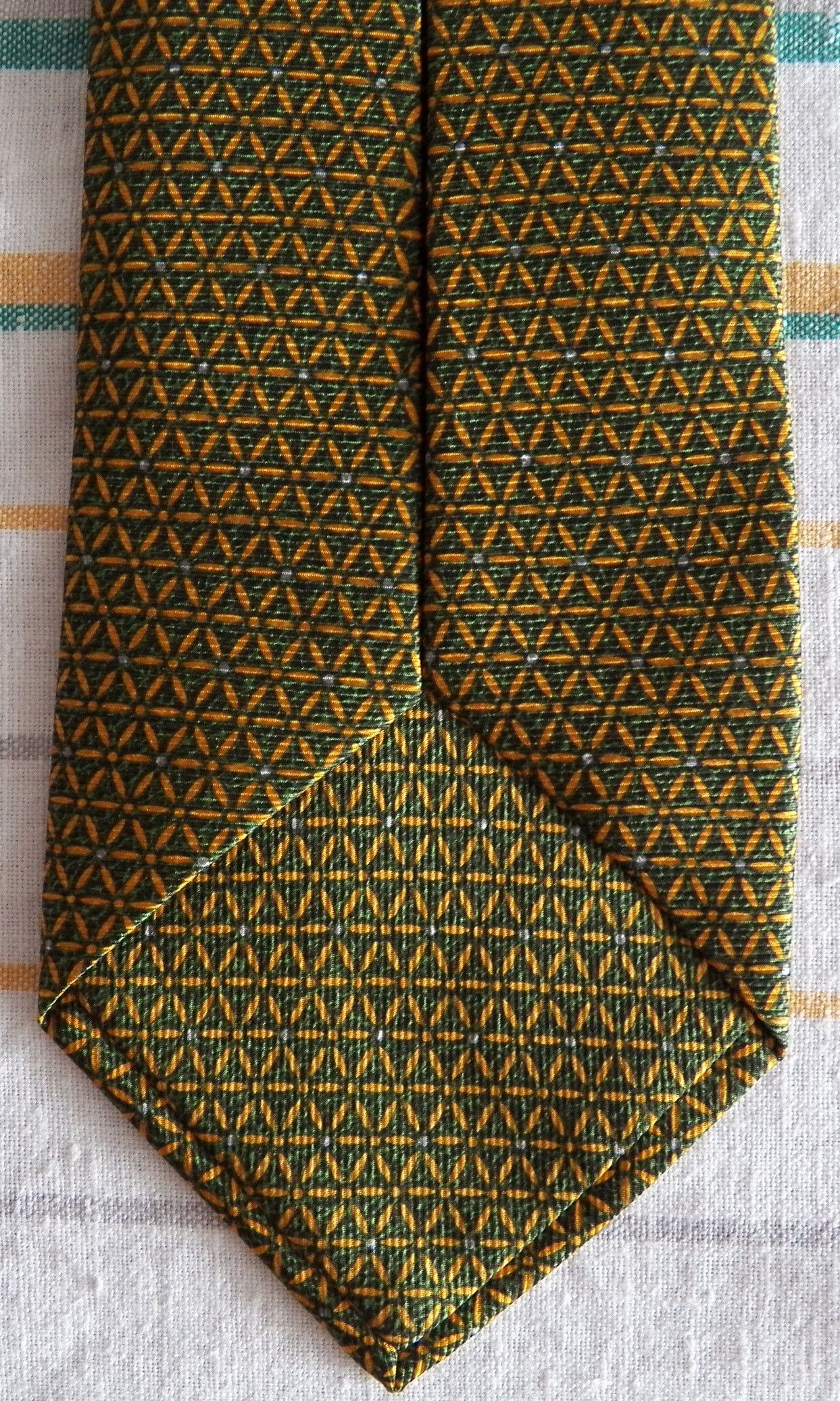 Bvlgari Bvlgari Silk Necktie green yellow geometrical floral Bulgari Size ONE SIZE - 8 Thumbnail