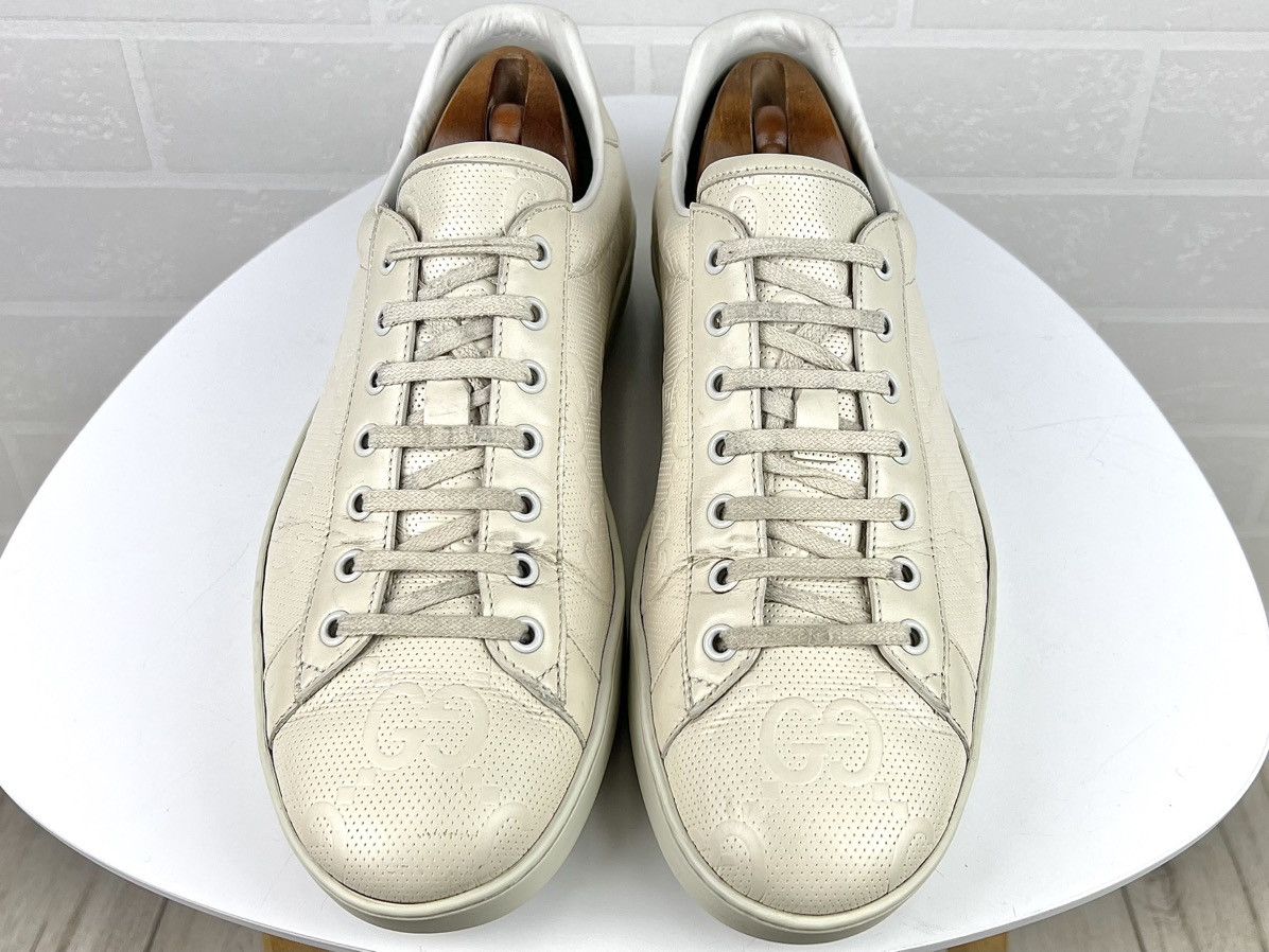 Gucci GUCCI Sneakers Leather Embossed GG Interlocking Monogram Men Size US 11.5 / EU 44-45 - 6 Thumbnail
