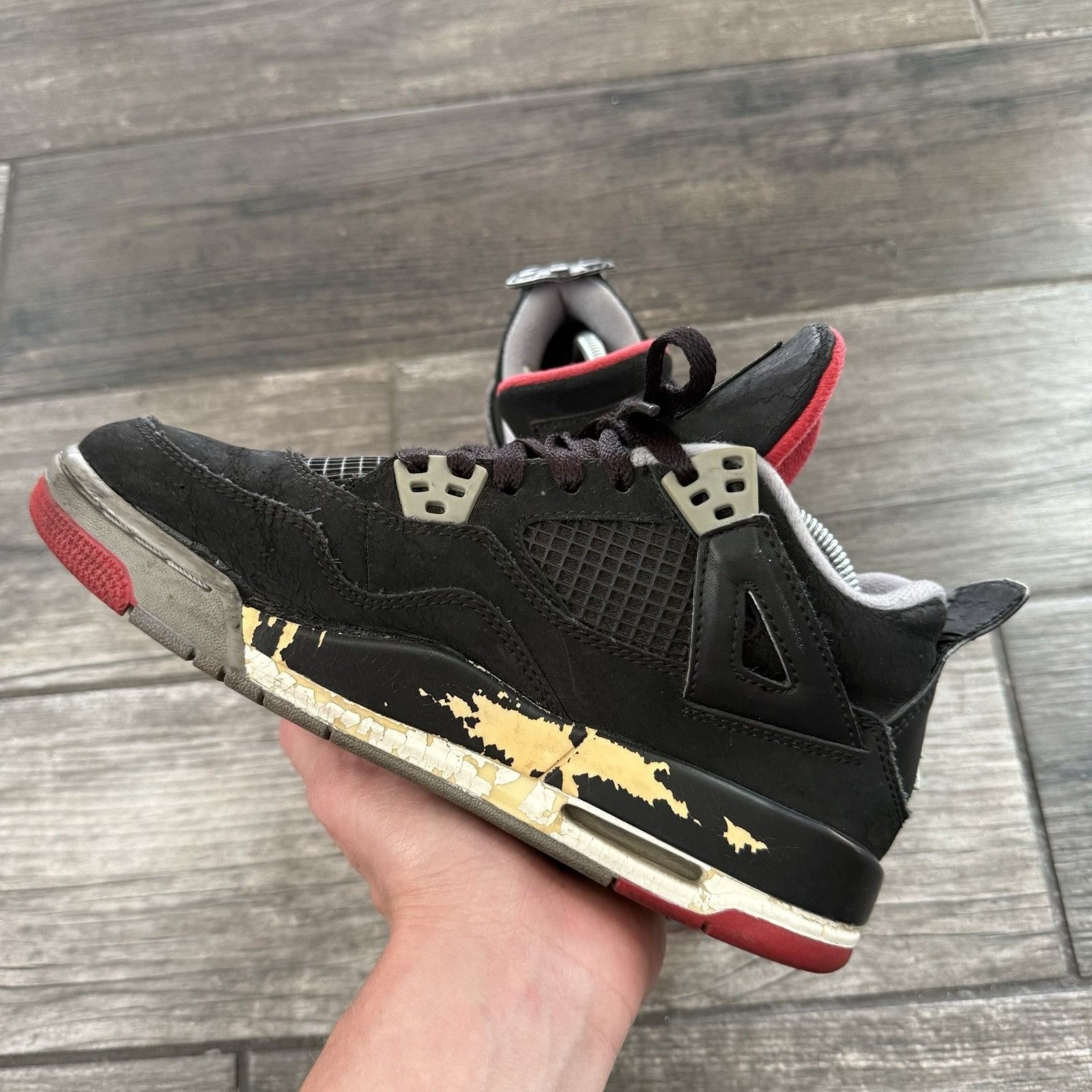 Jordan Brand 2012 AIR JORDAN 4 AJR 'BRED' BLACK CEMENT RED RETRO 408452-0 Size US 5 / EU 37 - 3 Thumbnail