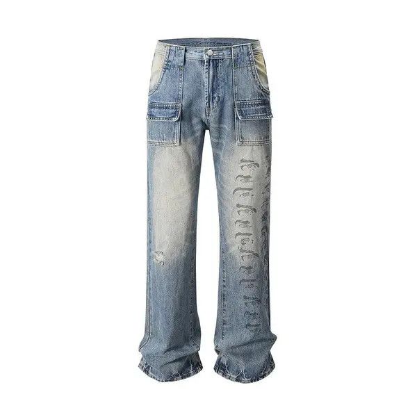 Jean Chiyuri x Kyoko EYES Print Graphic Flare Denim Jeans Size US 32 / EU 48 - 4 Thumbnail