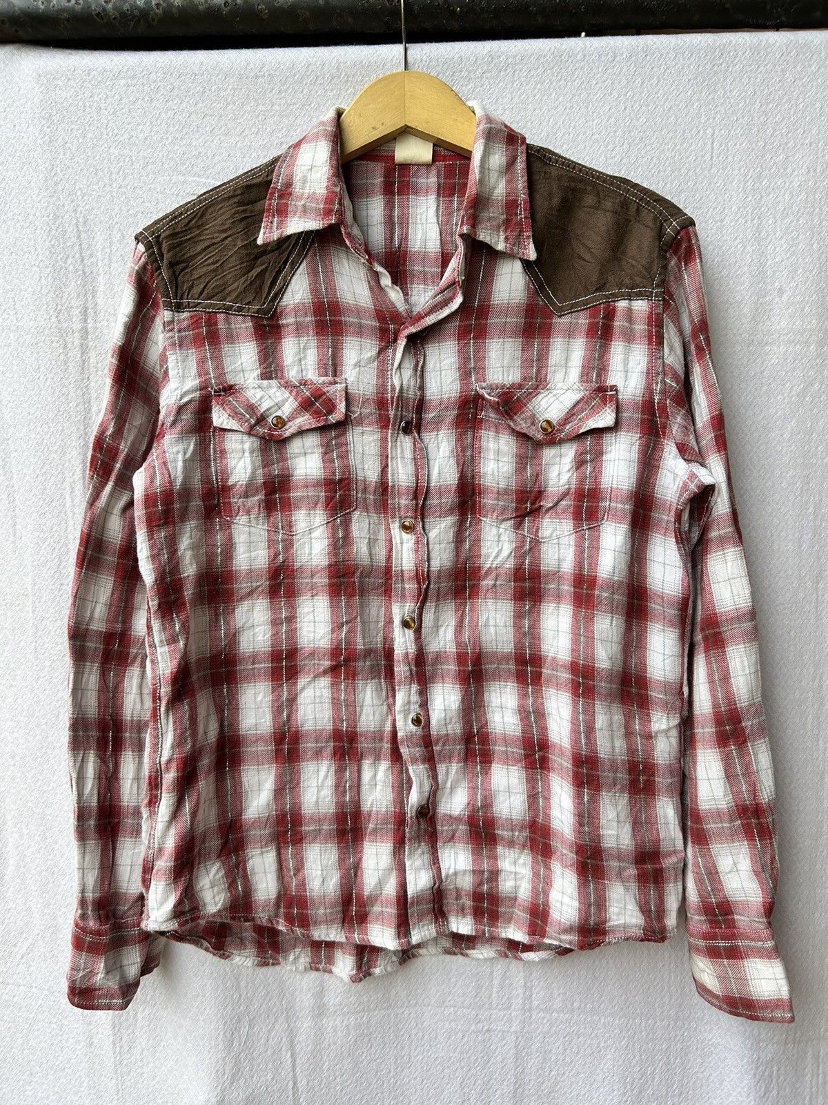 Japanese Brand 💸BINDINGOFFER💸 Pluvious japanese style plaid bottom up shirt Size US M / EU 48-50 / 2 - 1 Thumbnail