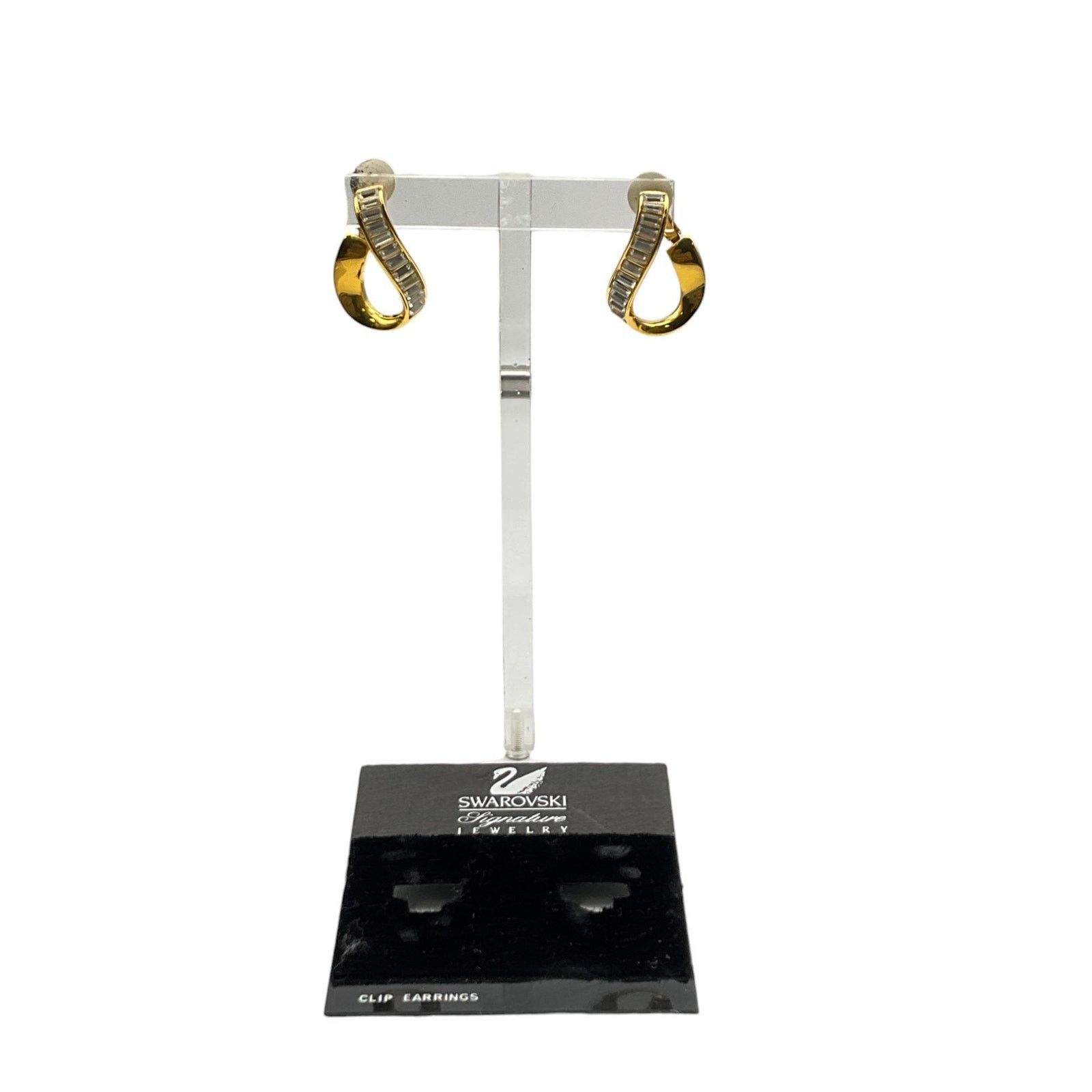 Swarovski SWAROVSKI Crystal Vintage Baguette Gold-Plated Twist Earring Size ONE SIZE - 4 Thumbnail