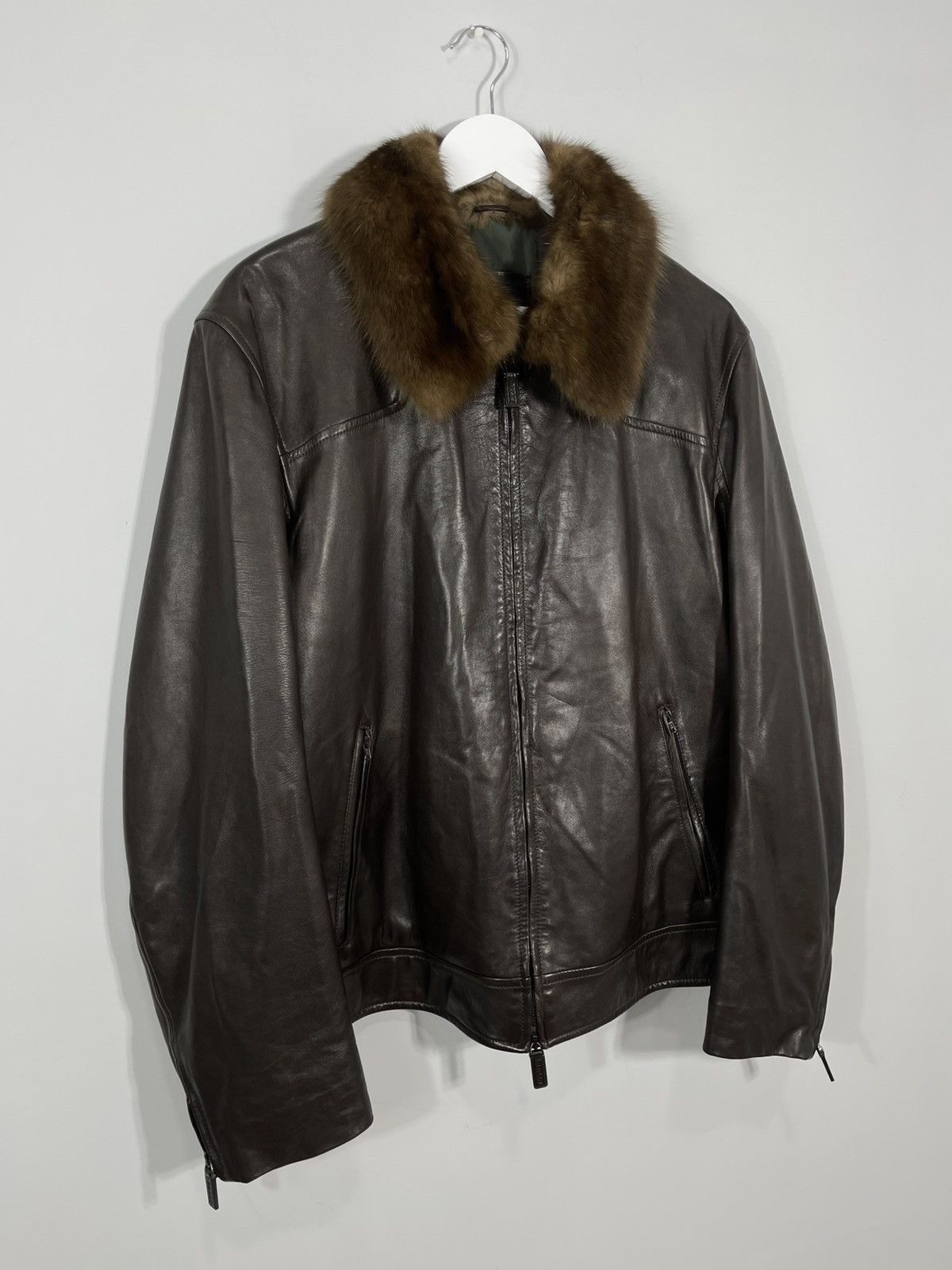 Bally Vintage BALLY Brown Soft Leather Jacket with Fur Collar Size US L / EU 52-54 / 3 - 2 Thumbnail